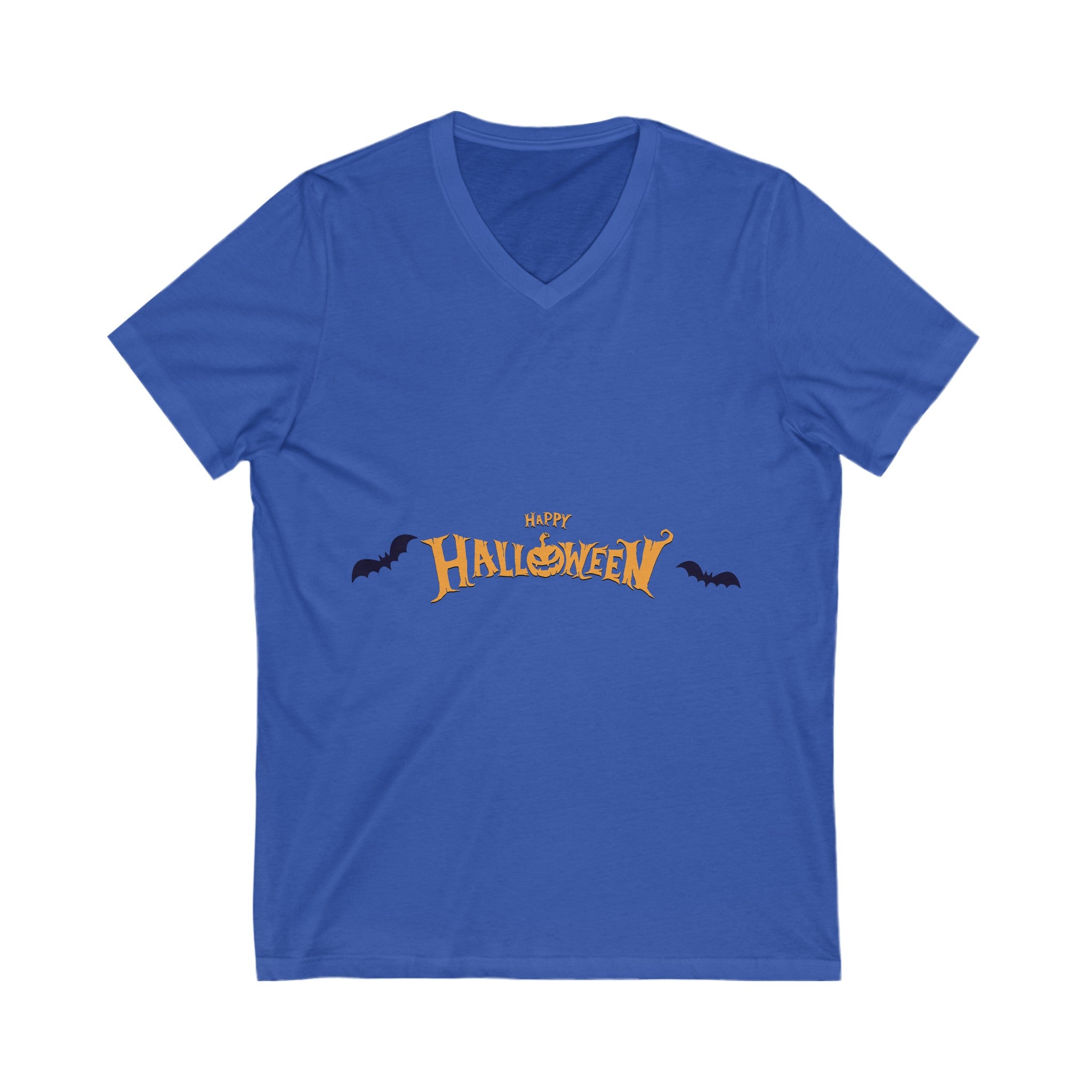 Halloween with Bats| Unisex Jersey Short Sleeve V-Neck Tee