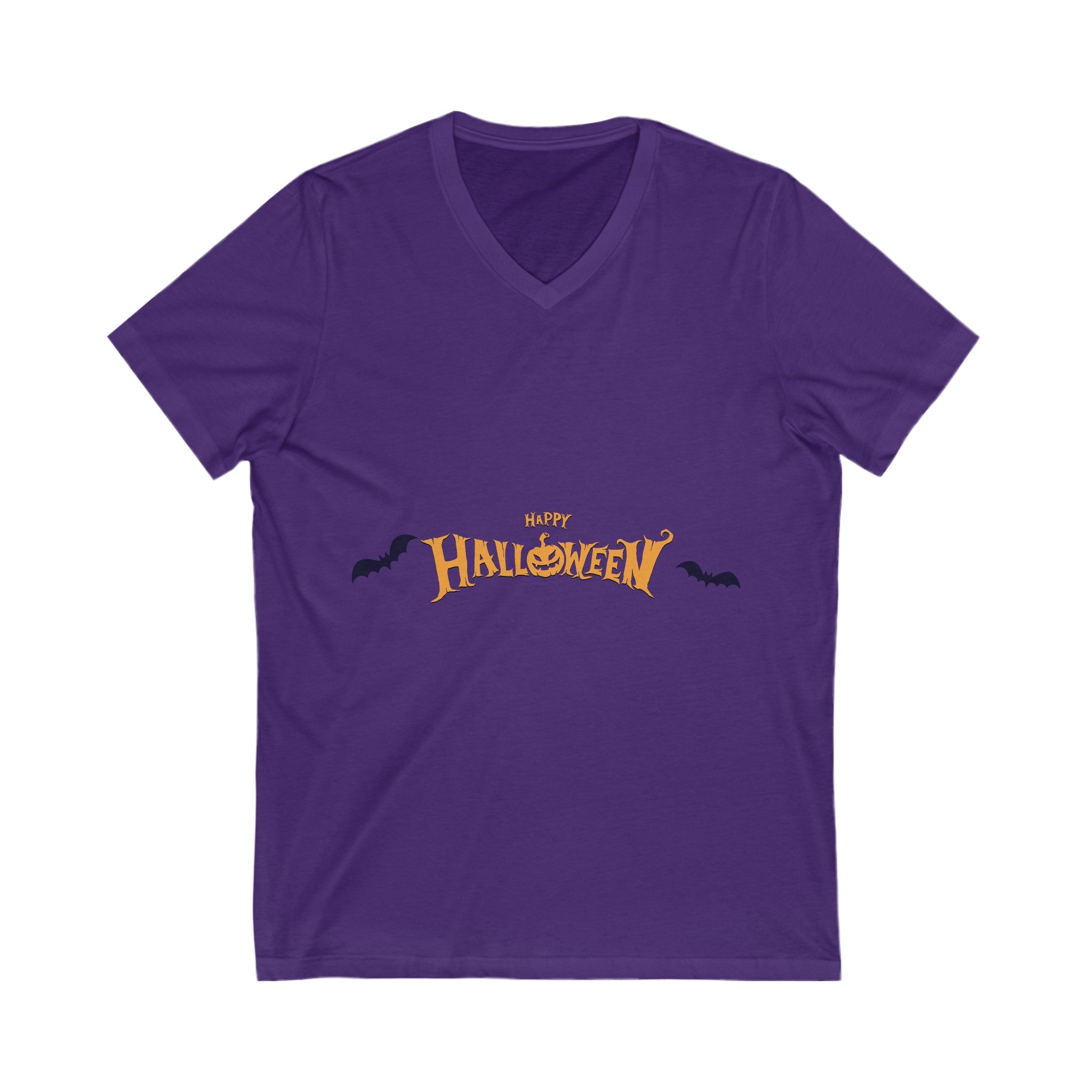 Halloween with Bats| Unisex Jersey Short Sleeve V-Neck Tee
