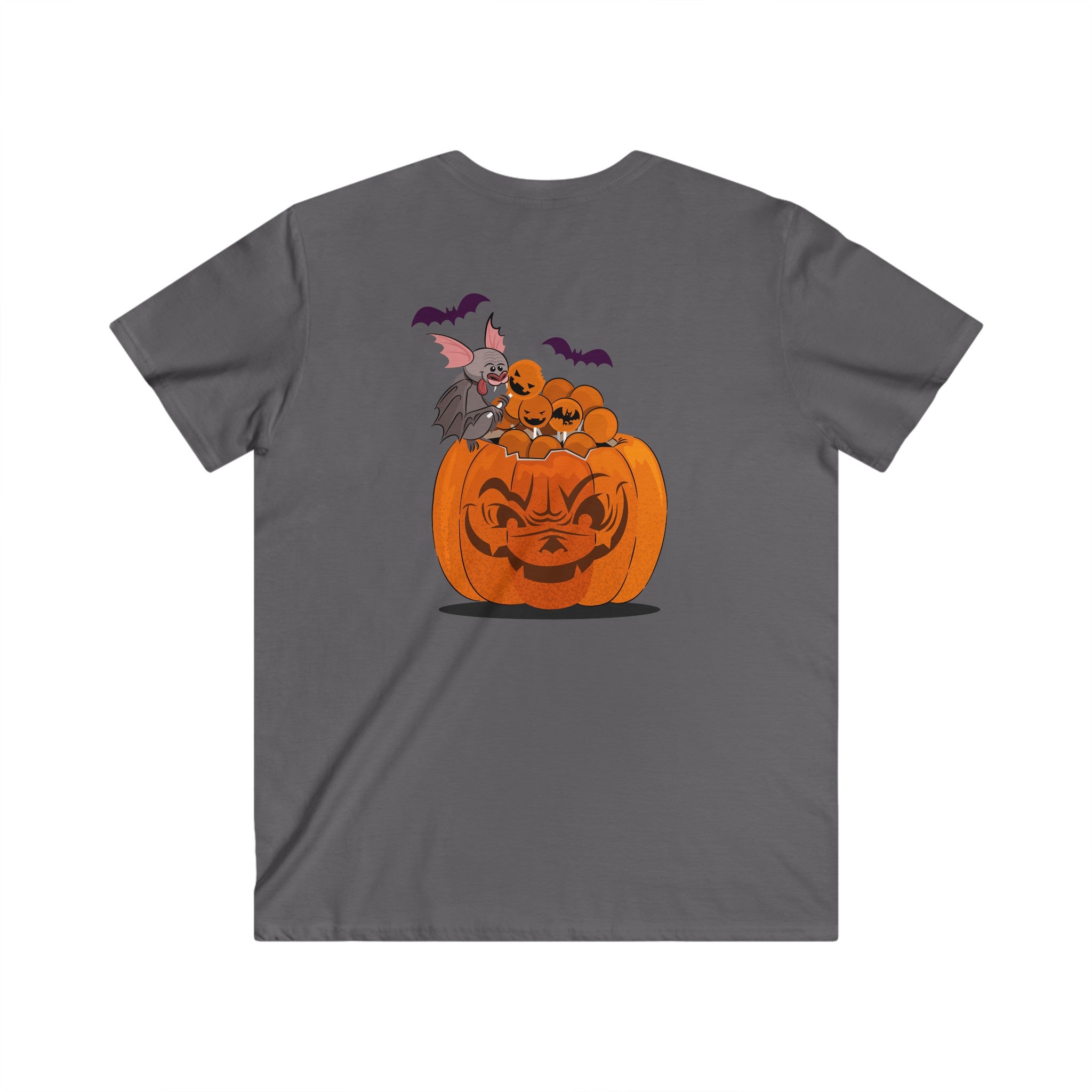 Halloween with Pumpkins | Men's Fitted V-Neck Short Sleeve Tee