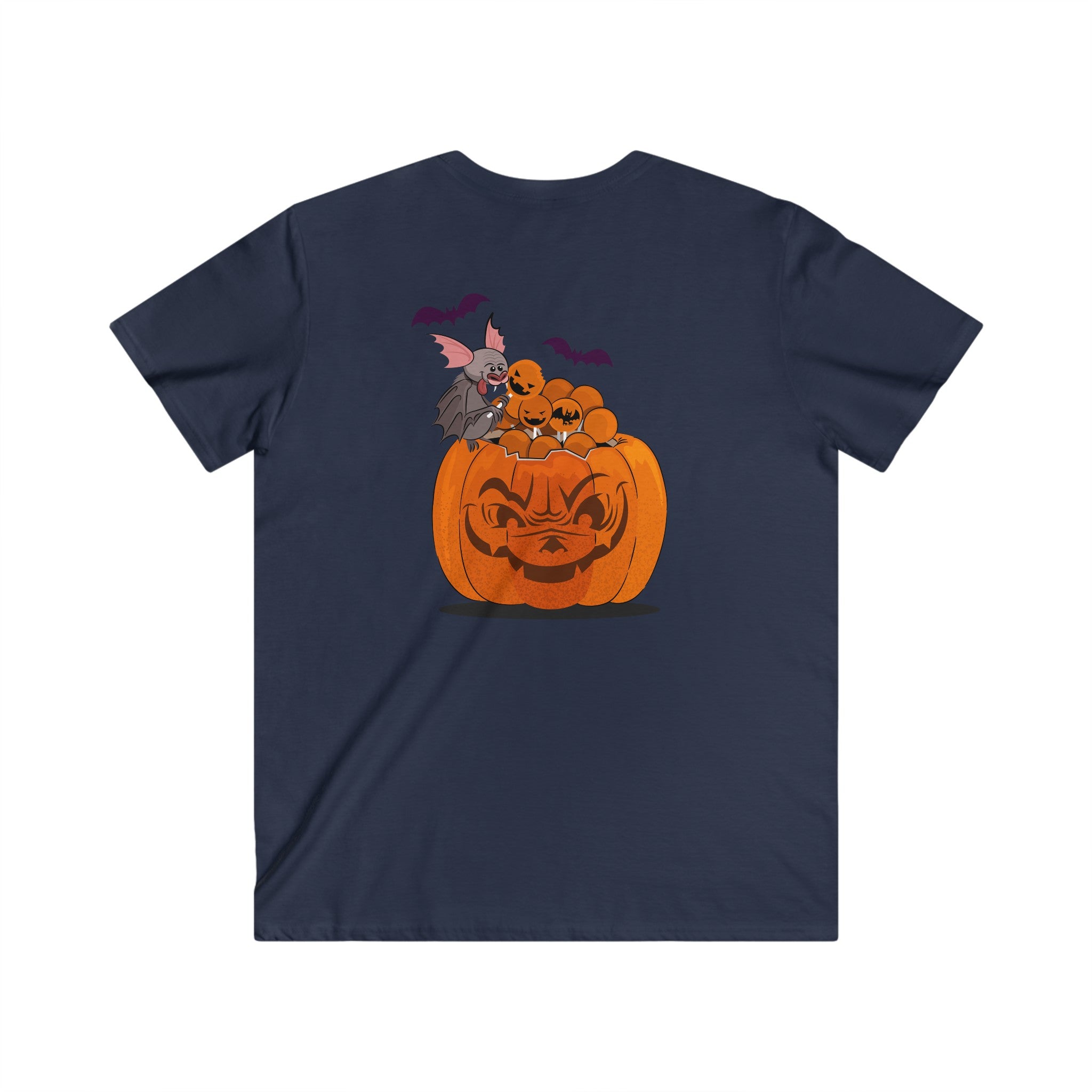 Halloween with Pumpkins | Men's Fitted V-Neck Short Sleeve Tee