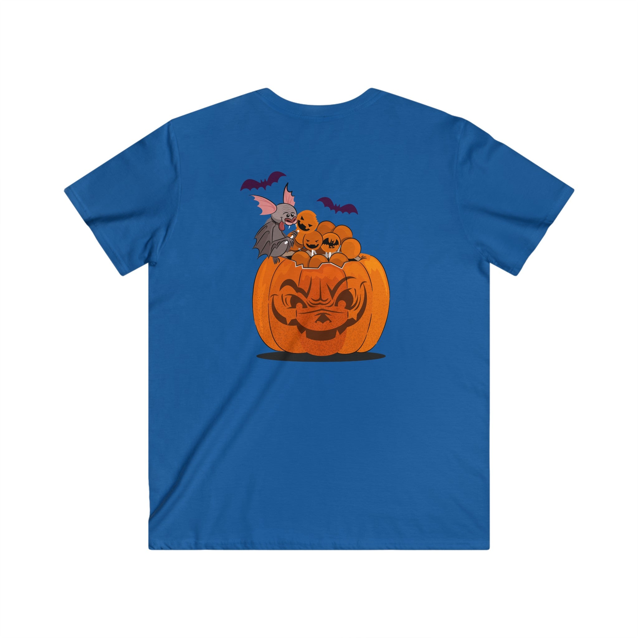 Halloween with Pumpkins | Men's Fitted V-Neck Short Sleeve Tee