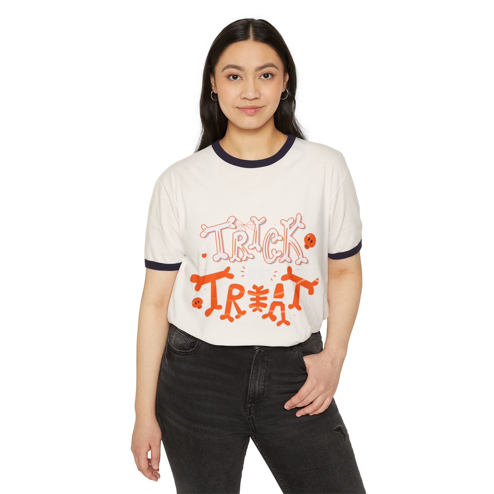 Halloween Trick or Treat | Unisex Cotton Ringer T-Shirt