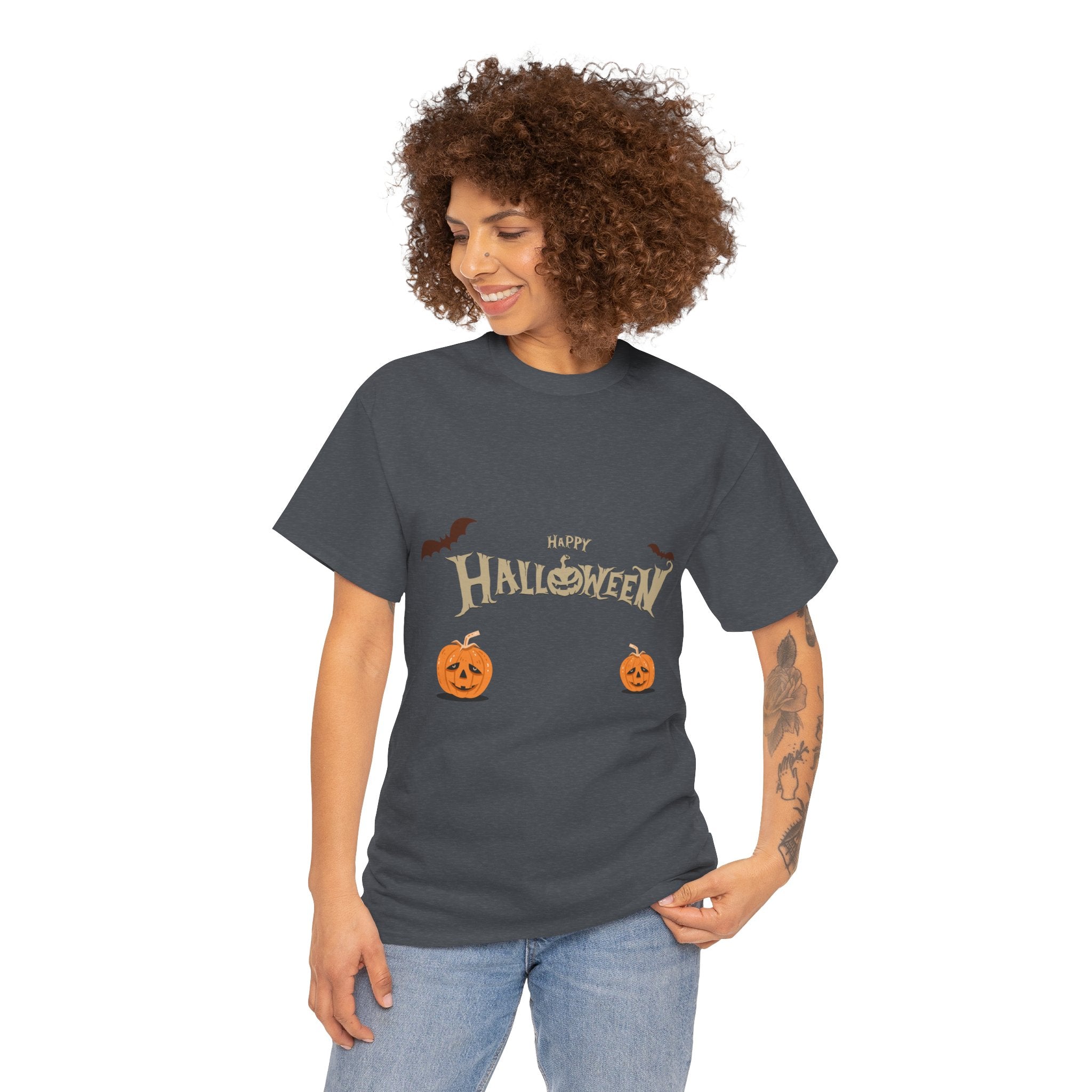 Halloween with Pumpkin | Unisex Heavy Cotton Tee