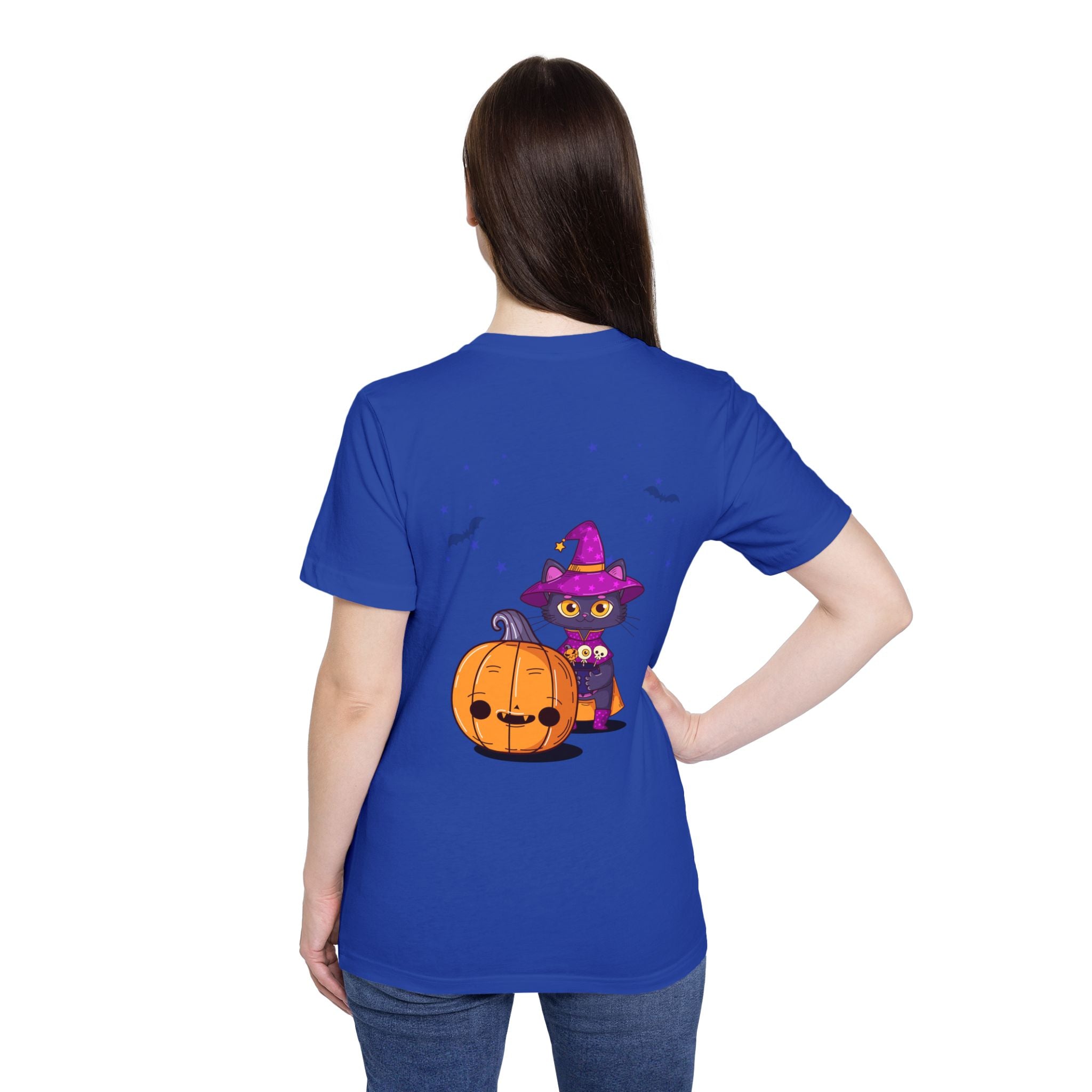 Halloween with Witch's Cats | USA-Made Unisex Short-Sleeve Jersey T-Shirt