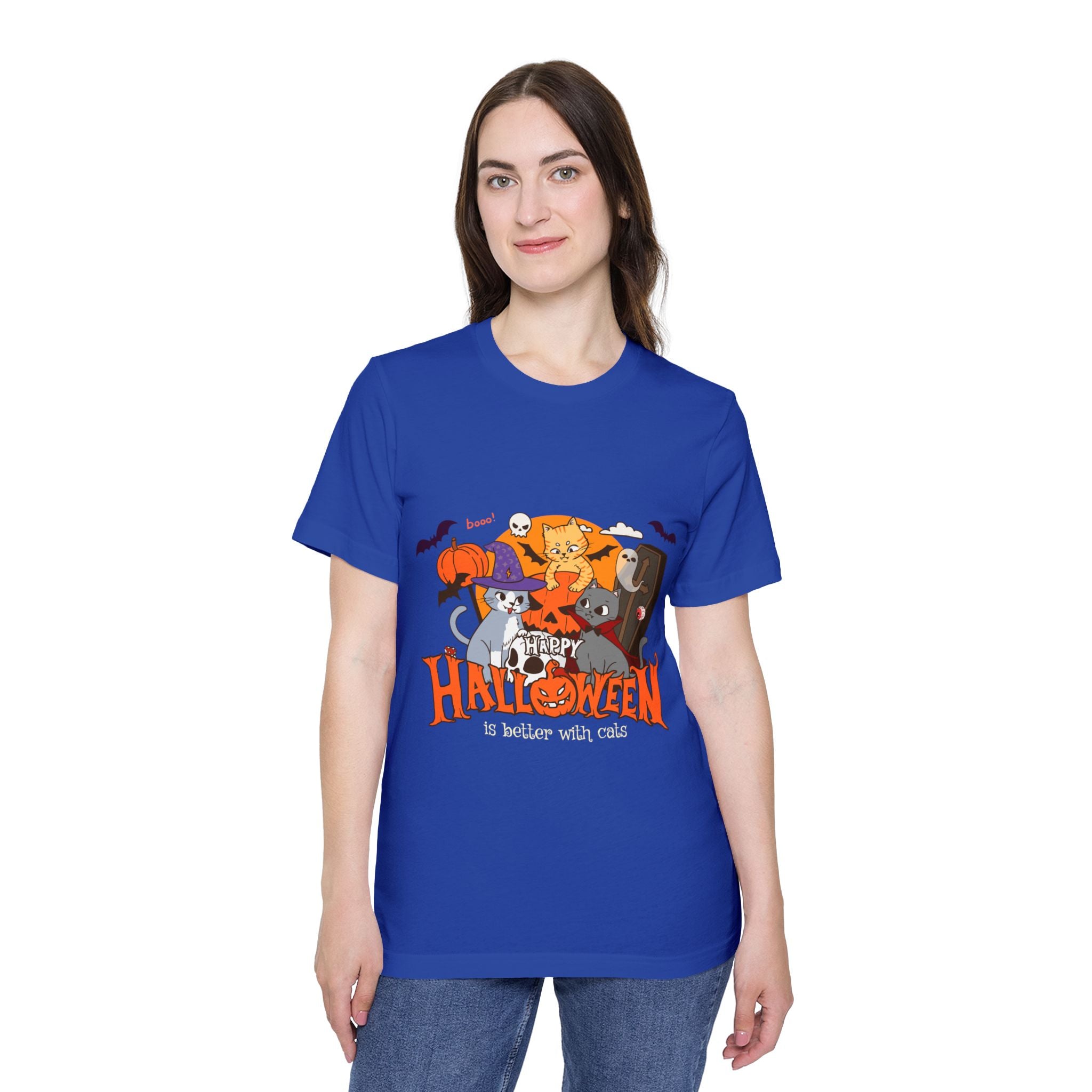 Halloween is Better with Cats | USA-Made Unisex Short-Sleeve Jersey T-Shirt