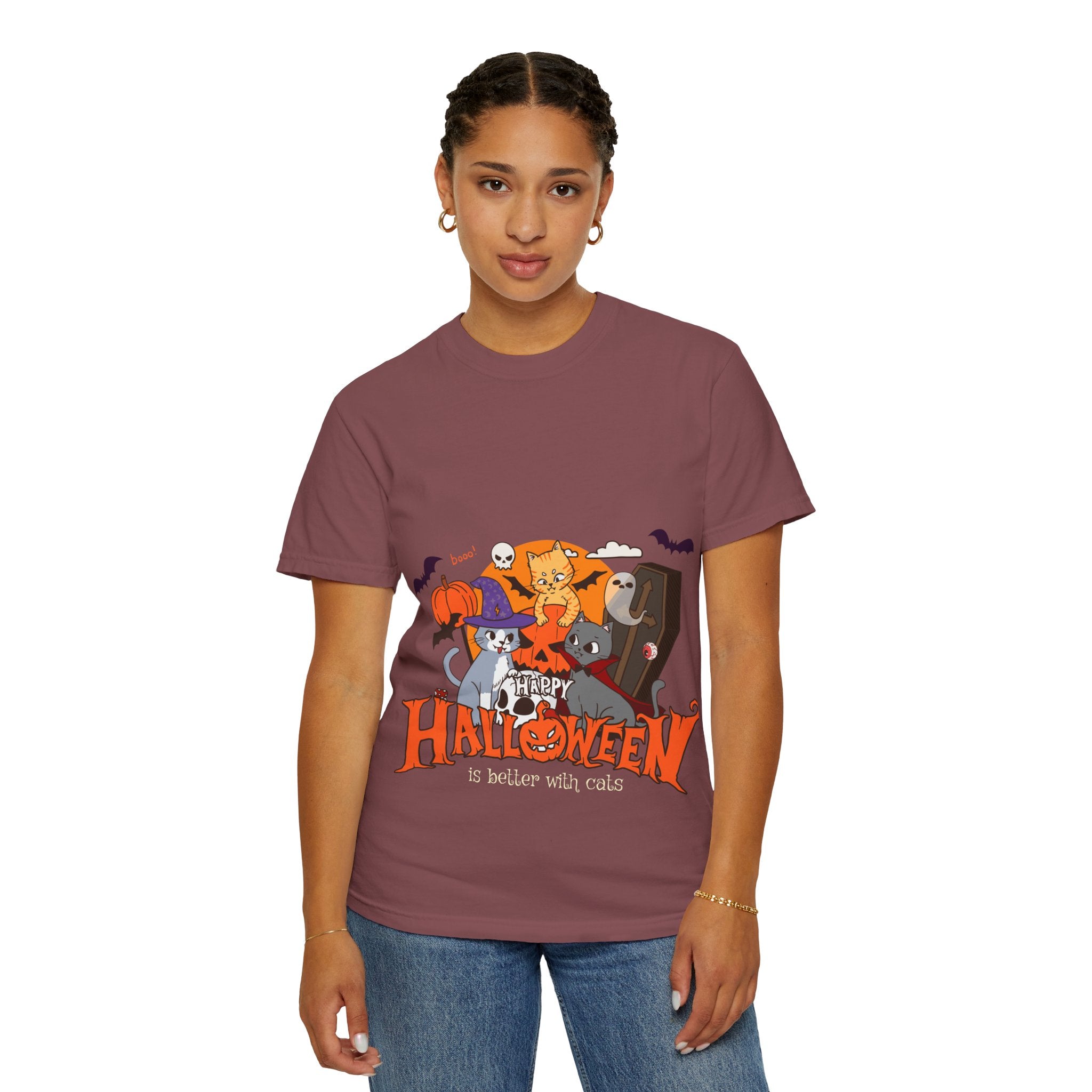 Halloween is Better with Cats | Unisex Garment-Dyed T-shirt