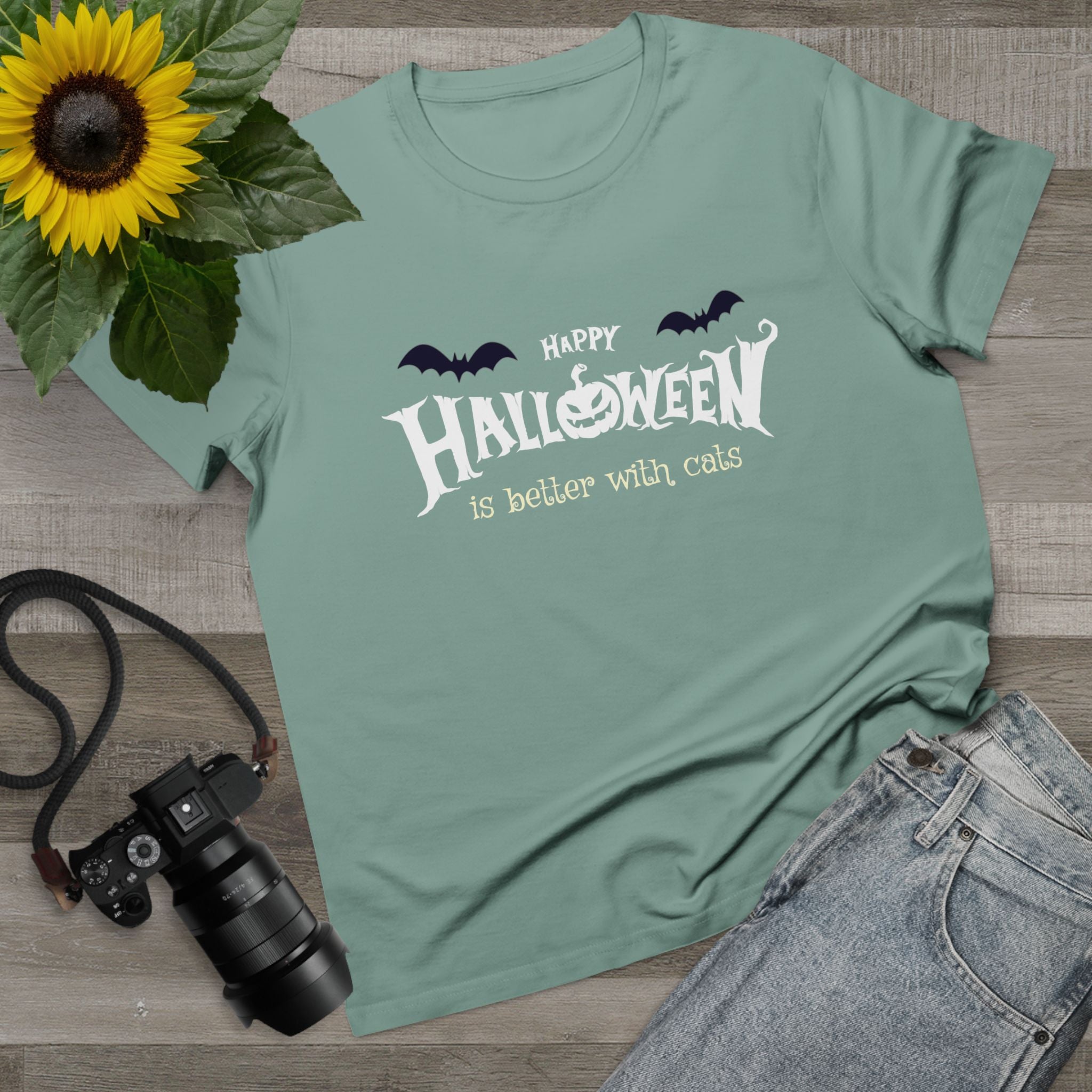 Halloween with Witch's Cats | Women’s Maple Tee