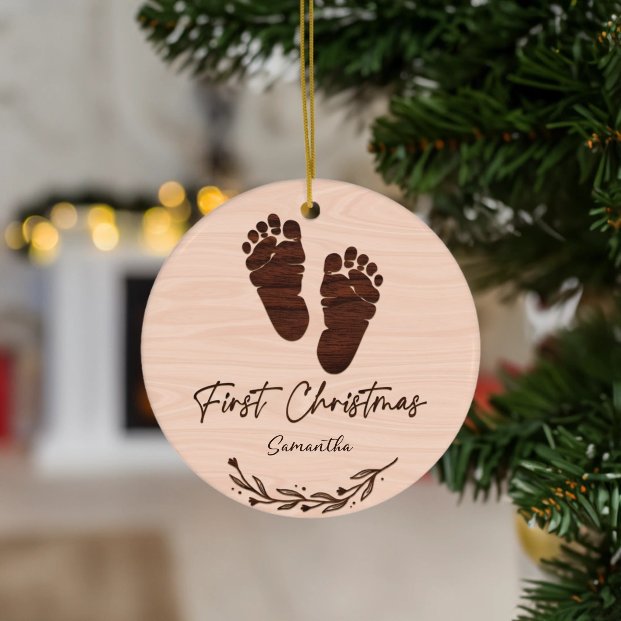 Baby's First Christmas | Minimalist Footprint | Ceramic Ornament