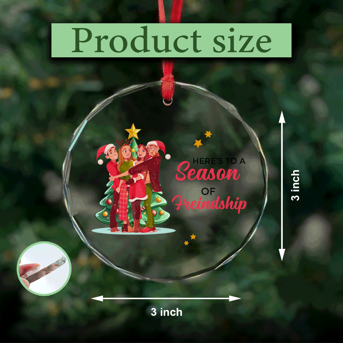 Christmas Family Hug | Holiday Warmth and Togetherness | Glass Ornament