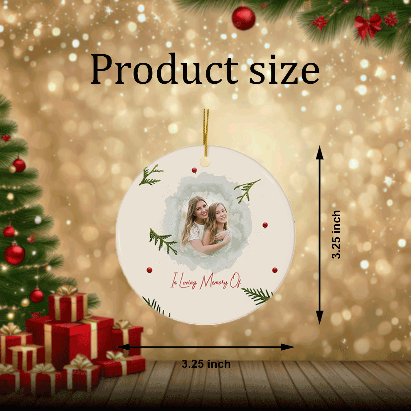 Christmas Memorial Frame | "In Loving Memory Of" | Ceramic Ornament