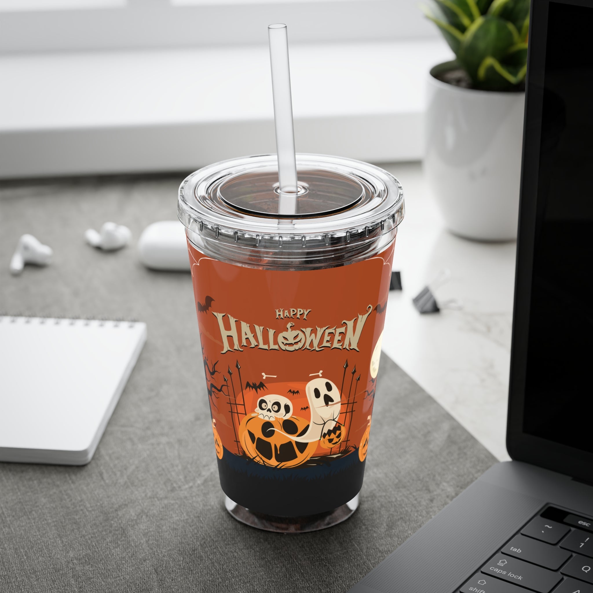 Happy Halloween with Pumpkin | Sunsplash Tumbler with Straw