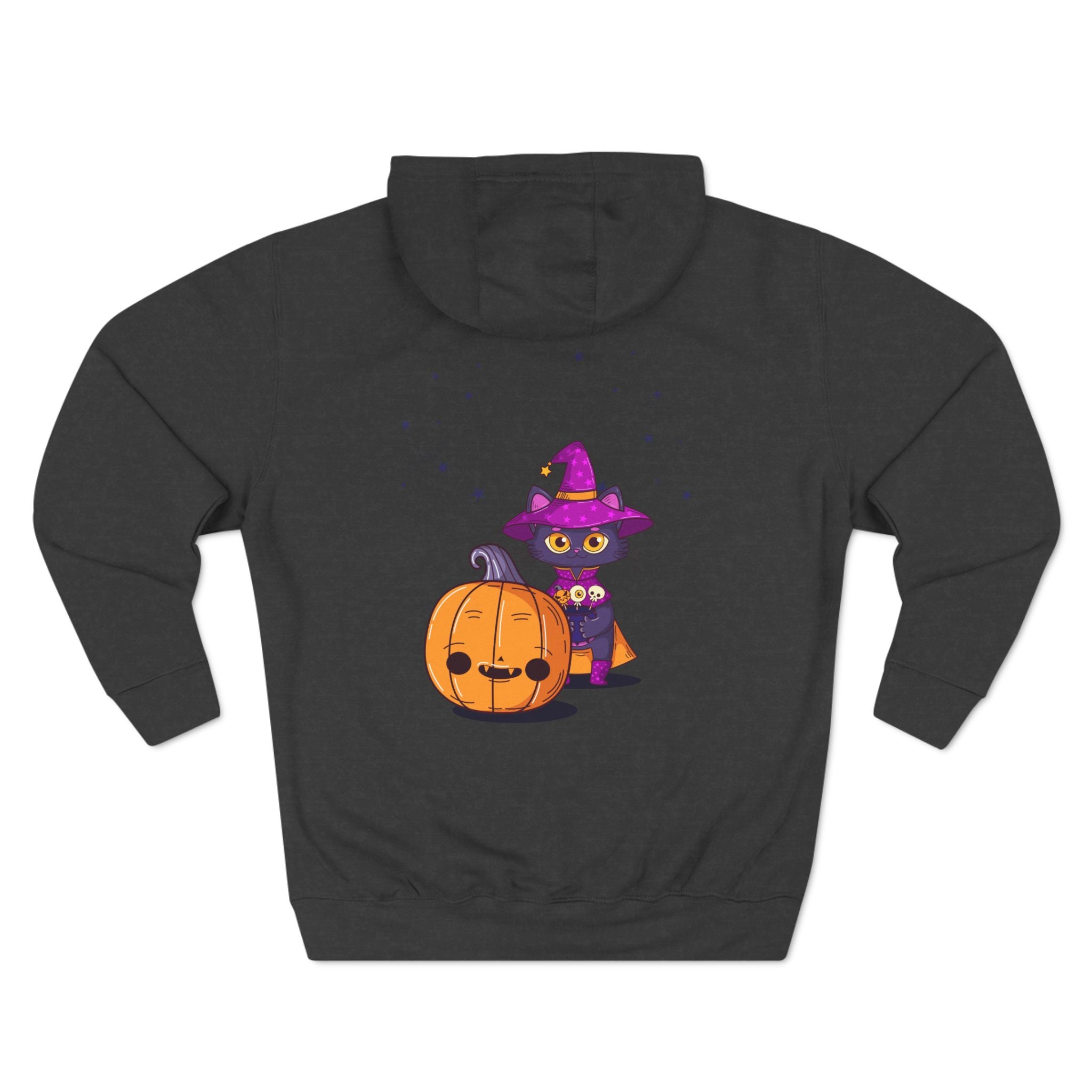 Halloween with Witch's Cats | Three-Panel Fleece Hoodie