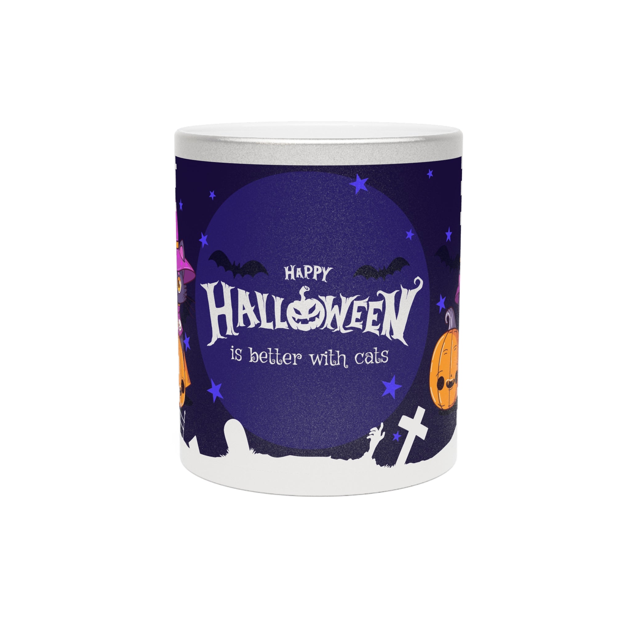 Happy Halloween with Witch's Cats | Metallic Mug