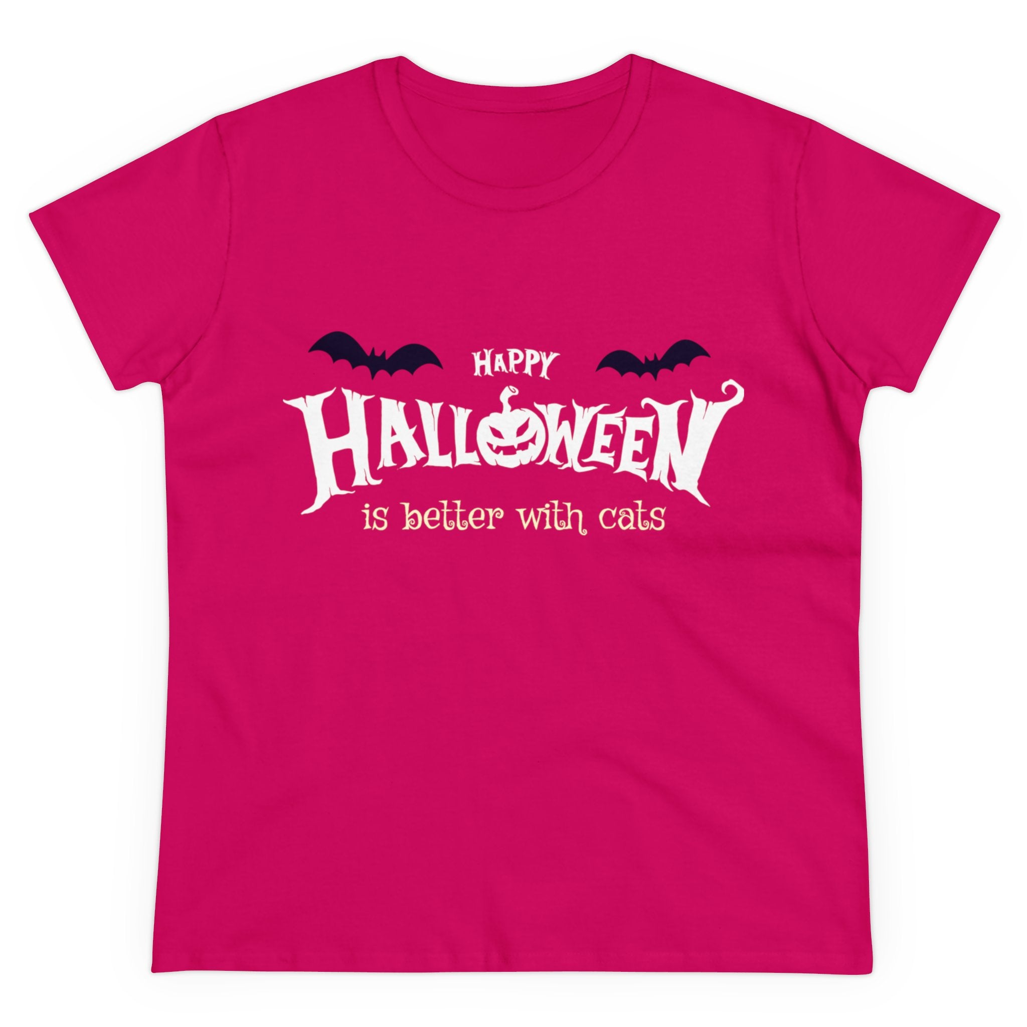 Halloween with Witch's Cats | Women's Midweight Cotton Tee