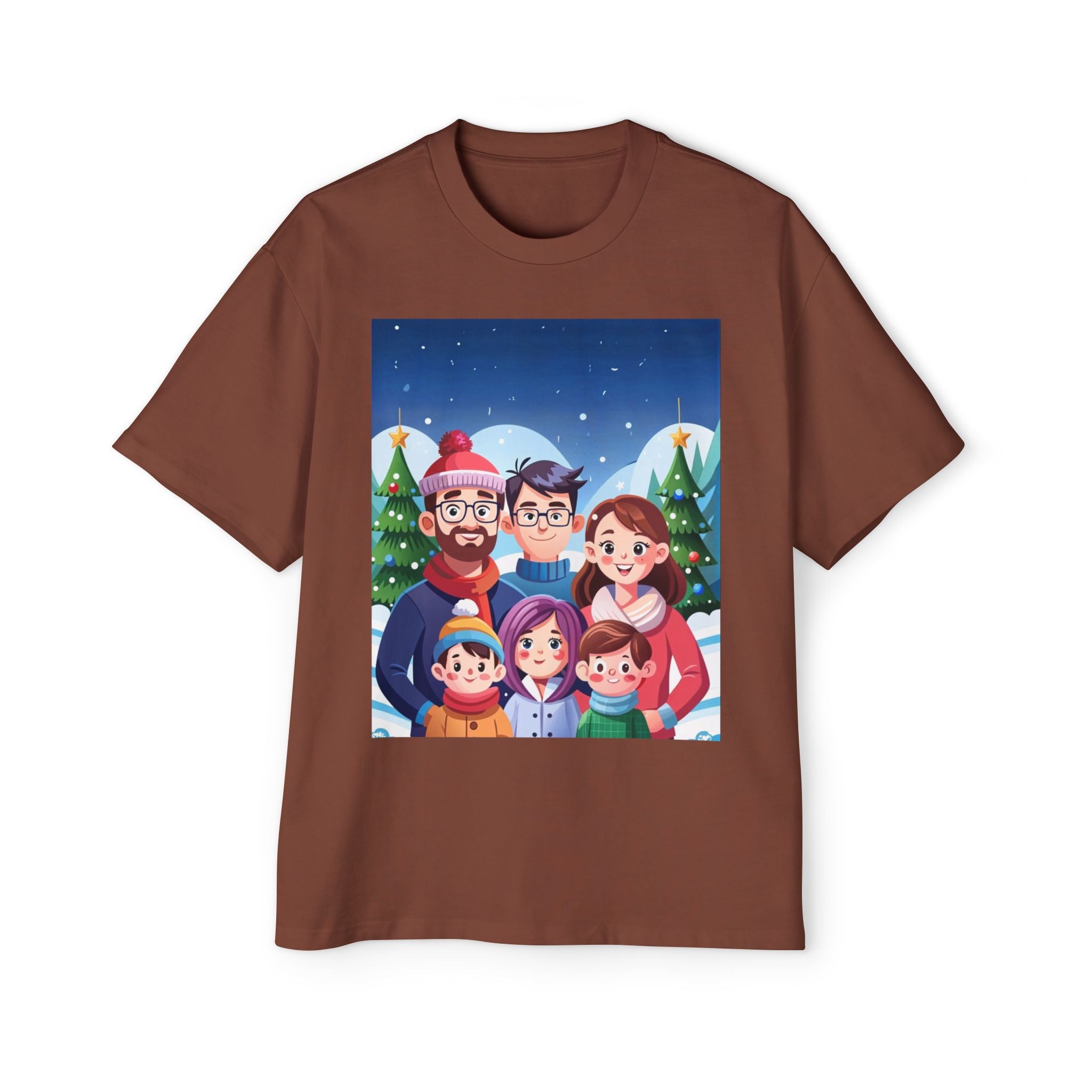 Happy Christmas with Family | Men's Heavy Oversized Tee