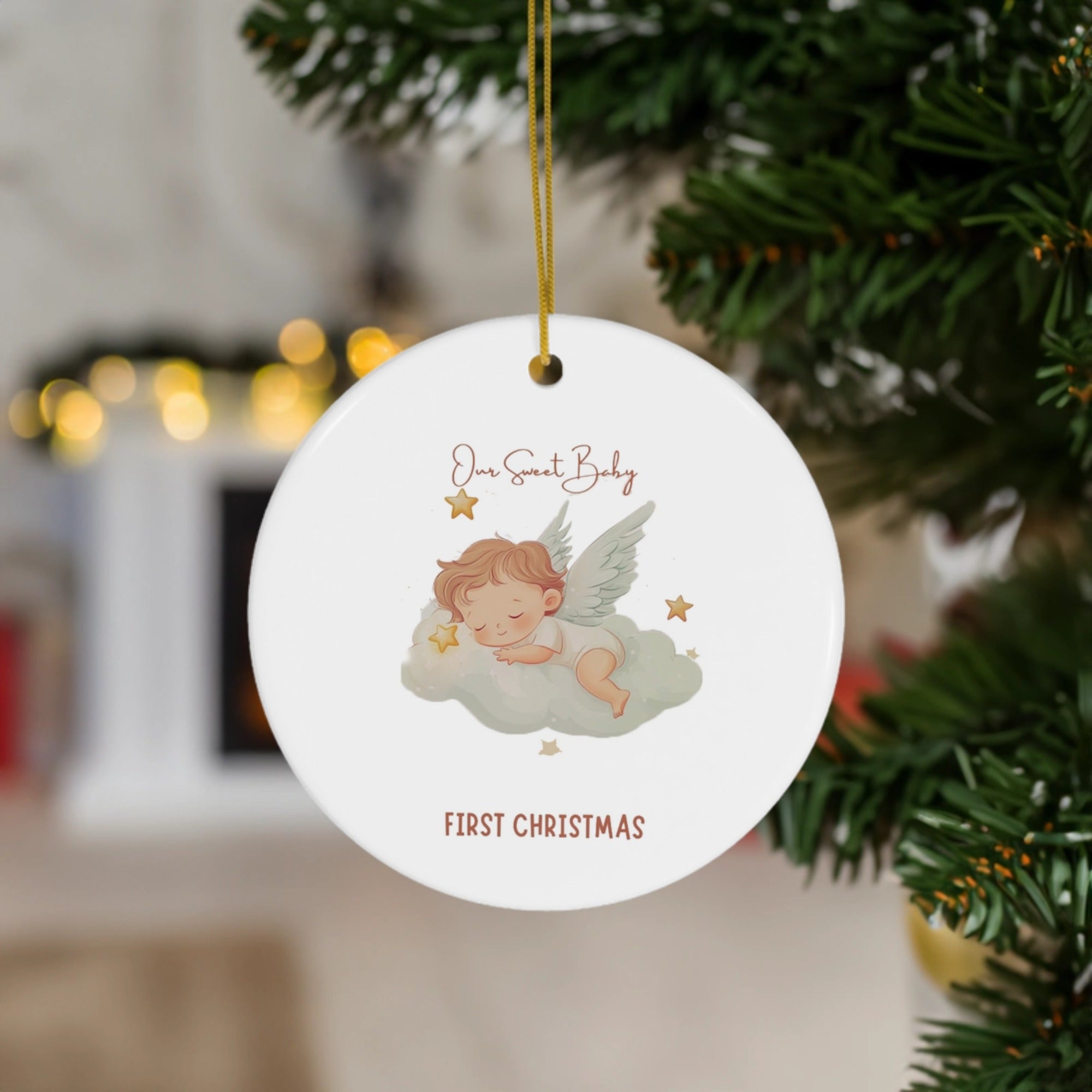Sweet Baby Angel | First Christmas | Ceramic Ornament