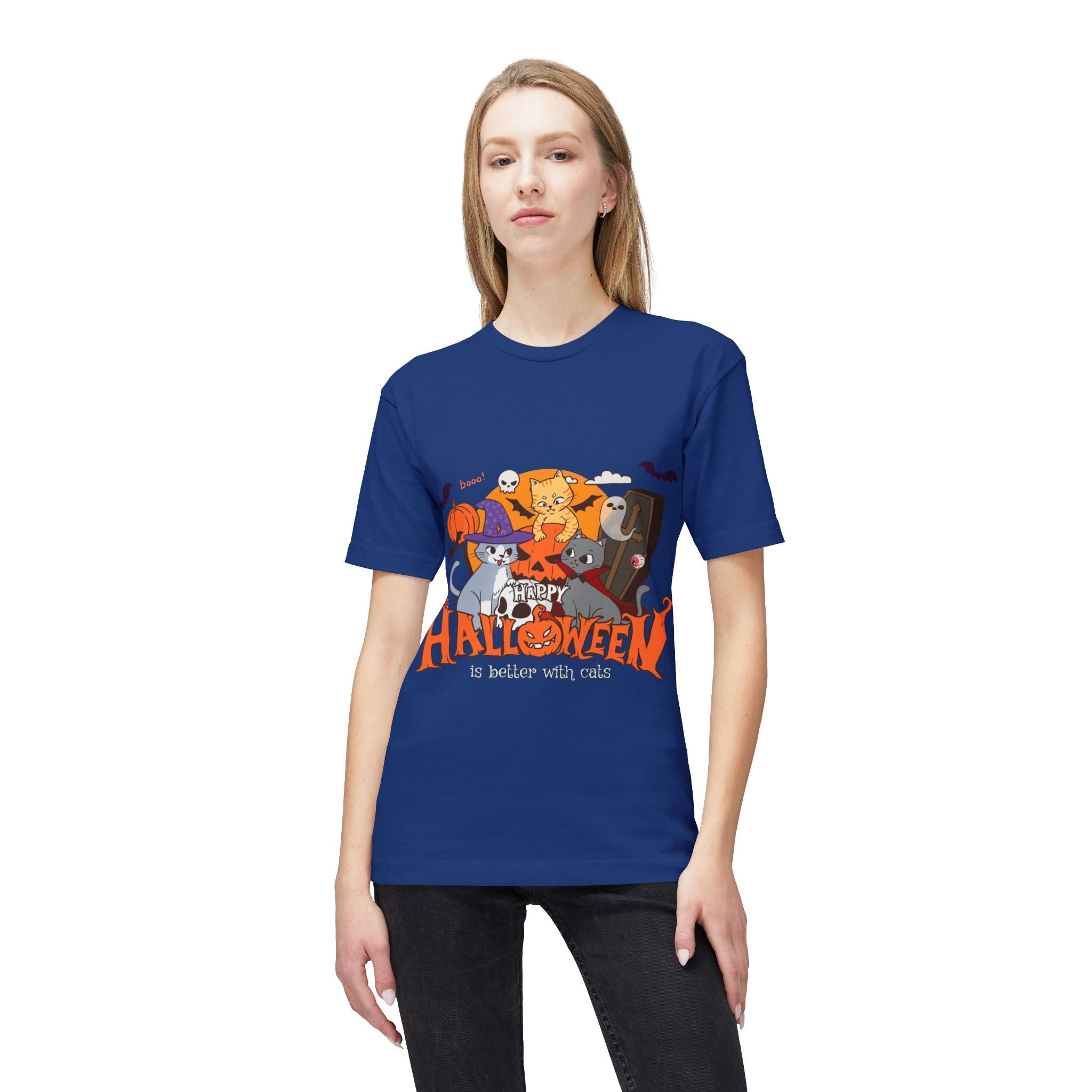 Halloween is Better with Cats | Unisex Midweight T-shirt, Made in US