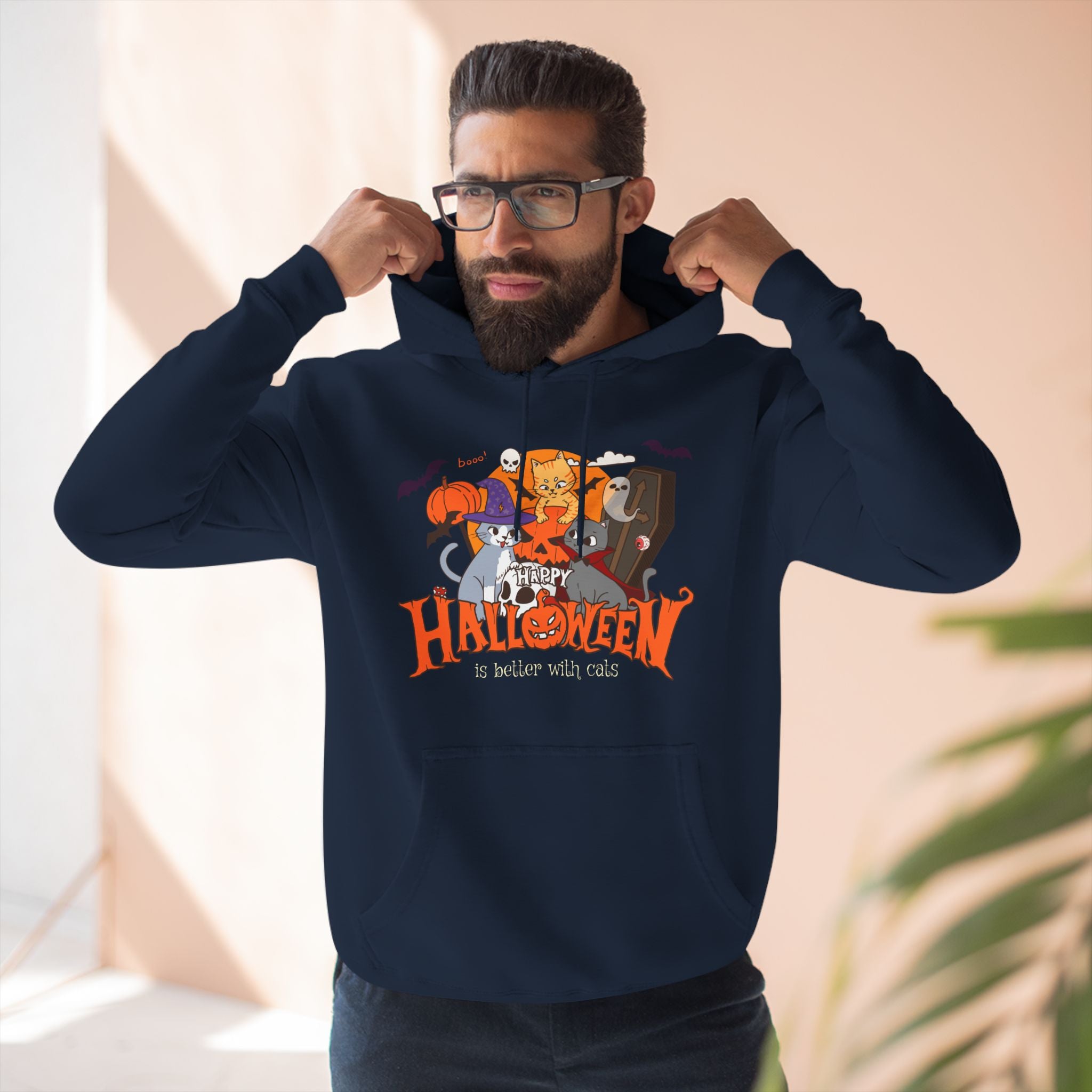 Halloween is Better with Cats | Three-Panel Fleece Hoodie