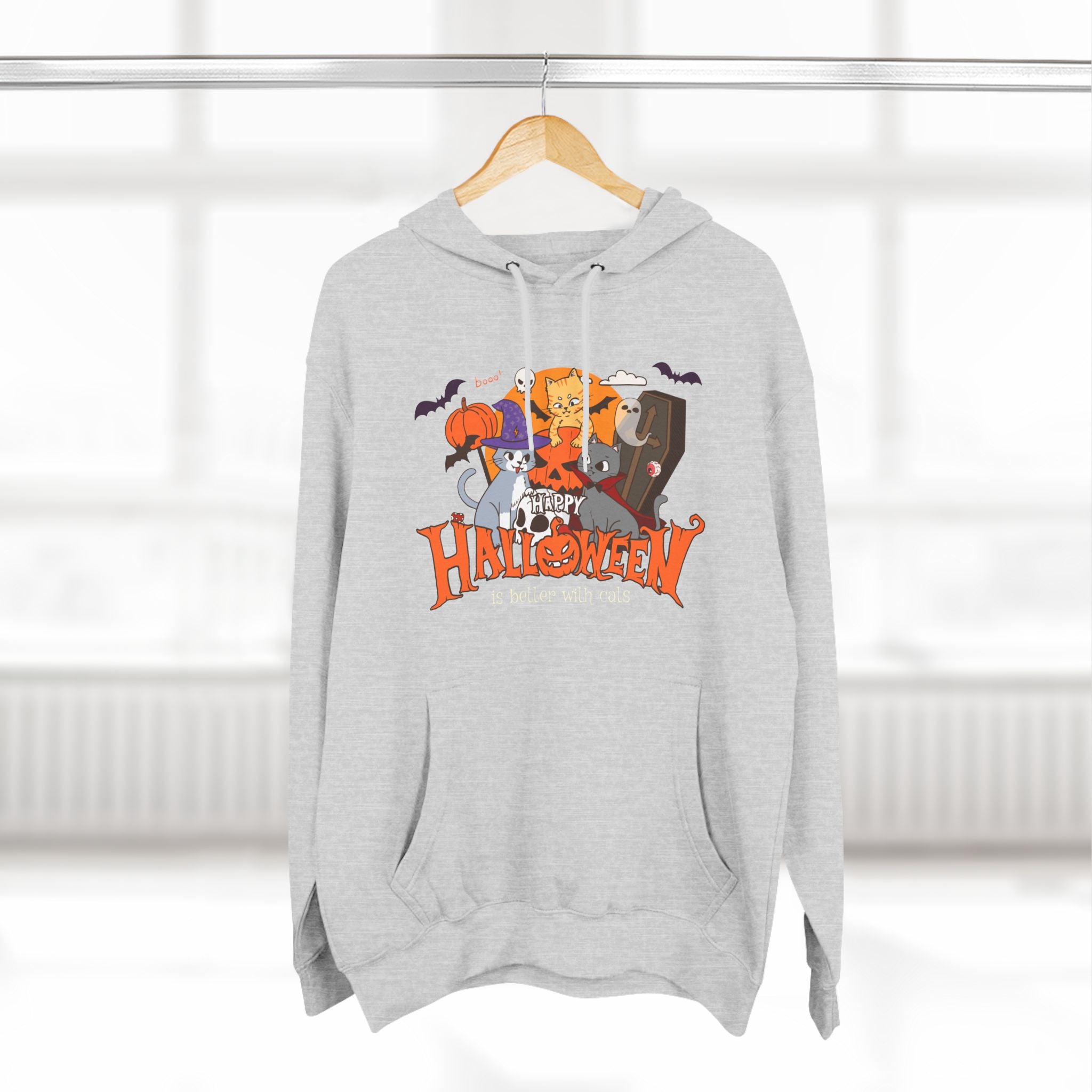 Halloween is Better with Cats | Three-Panel Fleece Hoodie