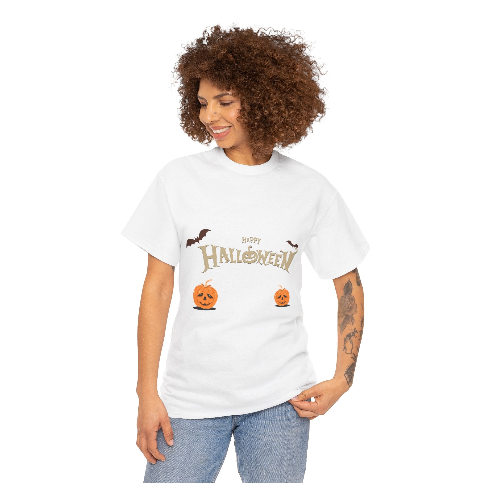 Halloween with Pumpkin | Unisex Heavy Cotton Tee