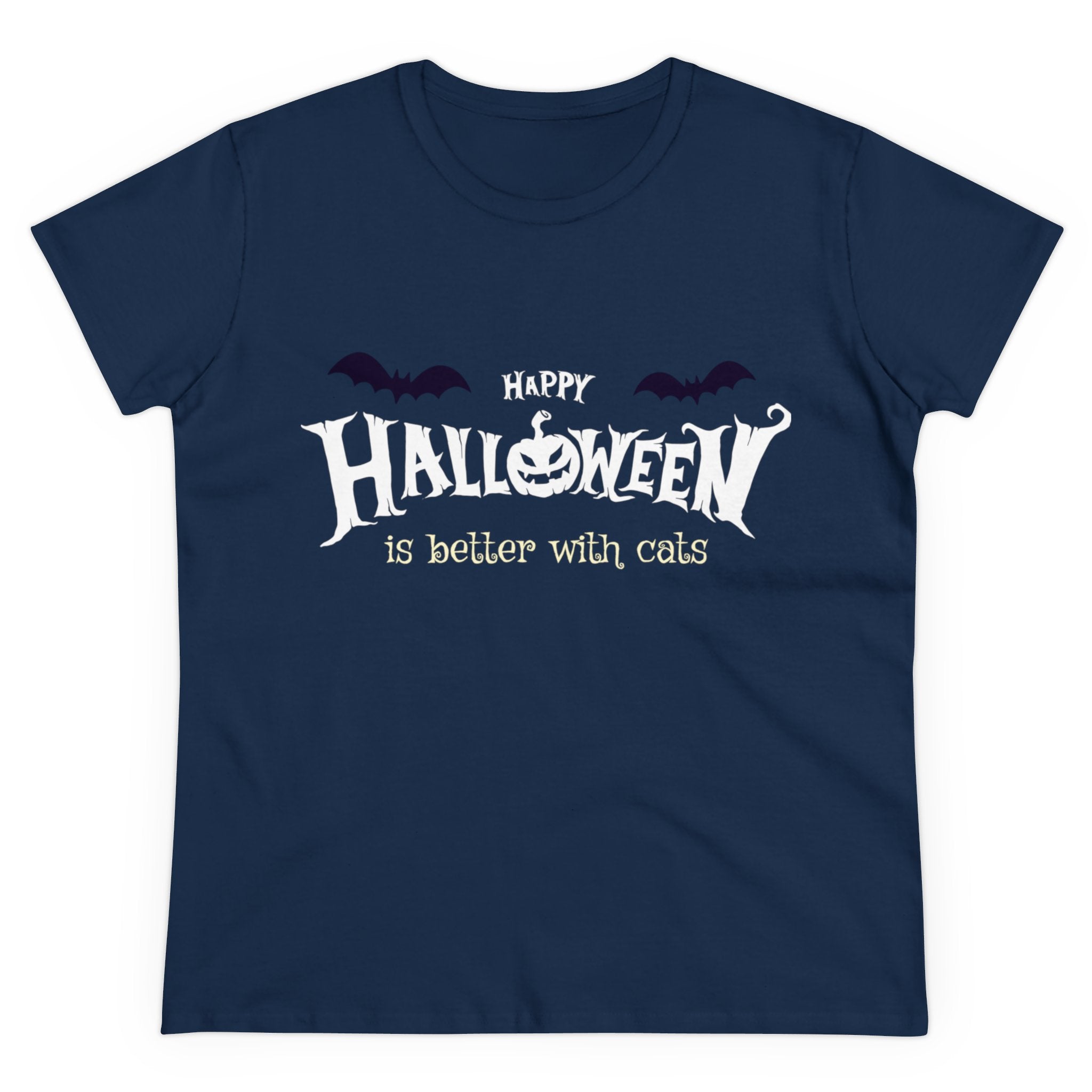 Halloween with Witch's Cats | Women's Midweight Cotton Tee