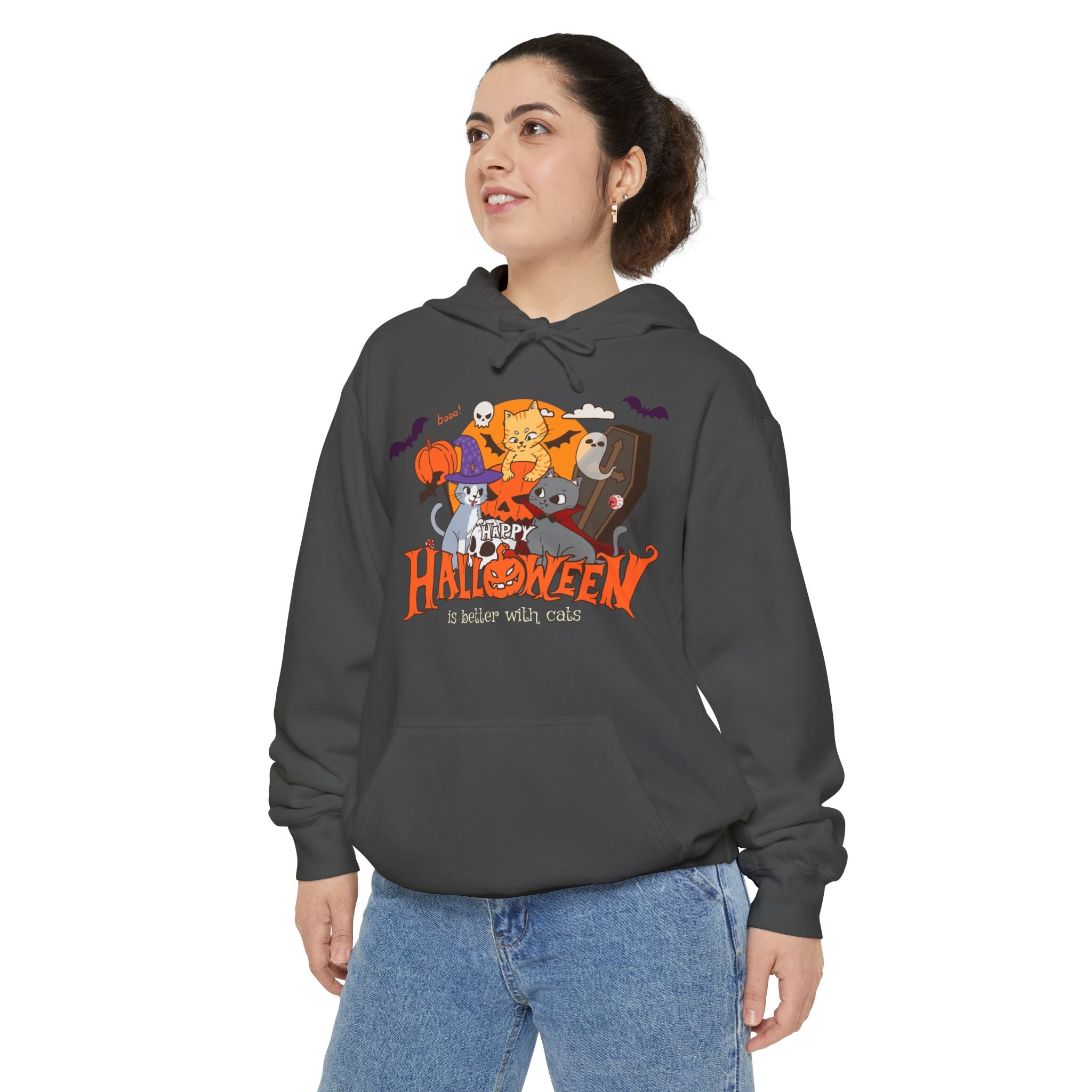 Halloween is Better with Cats | Unisex Garment-Dyed Hoodie
