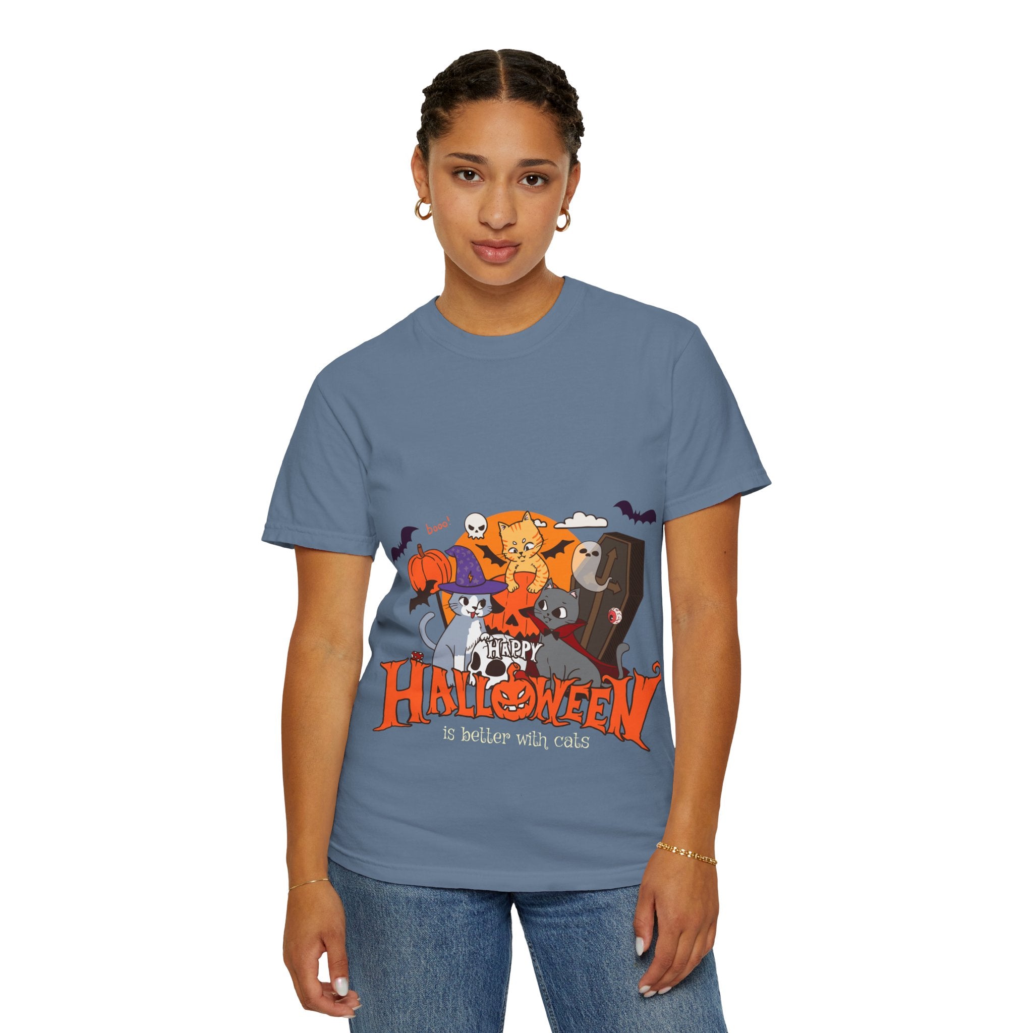 Halloween is Better with Cats | Unisex Garment-Dyed T-shirt