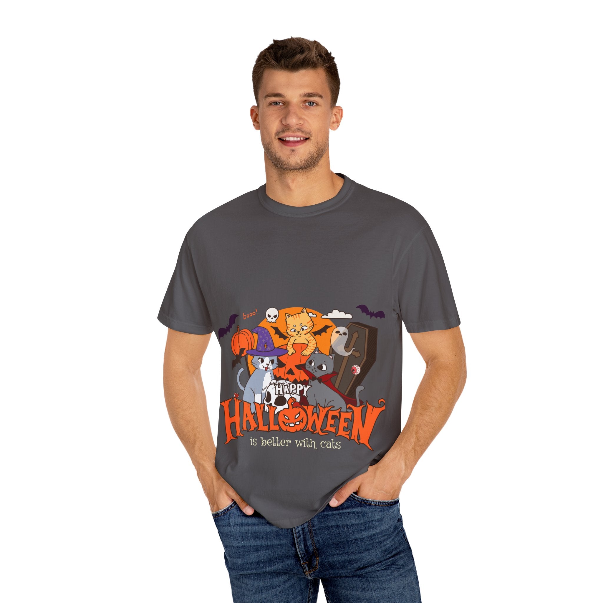 Halloween is Better with Cats | Unisex Garment-Dyed T-shirt
