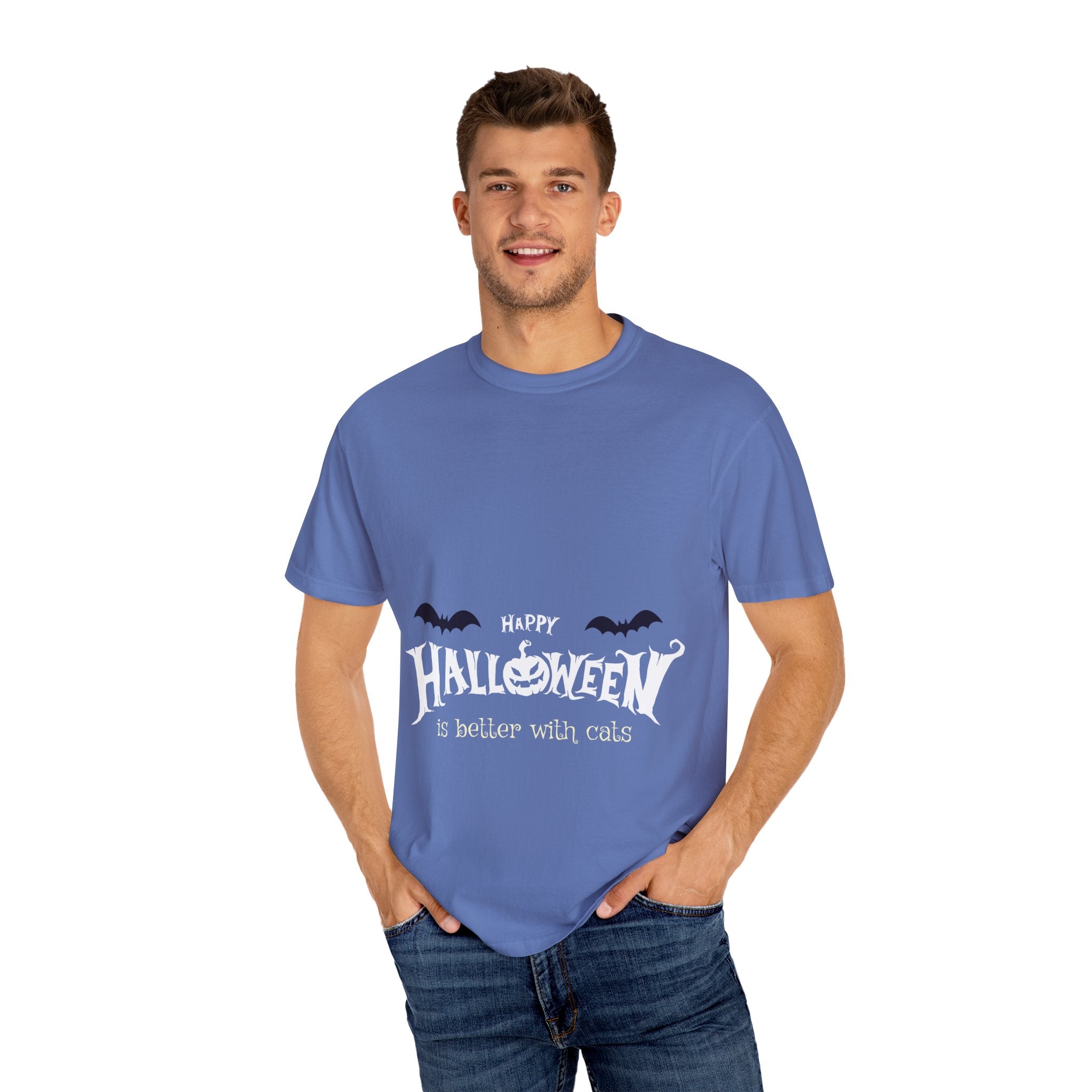 Halloween with Witch's Cats | Unisex Garment-Dyed T-shirt