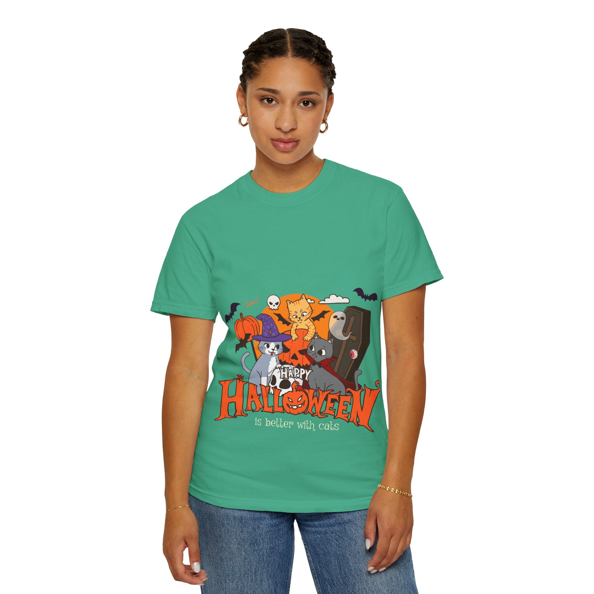 Halloween is Better with Cats | Unisex Garment-Dyed T-shirt
