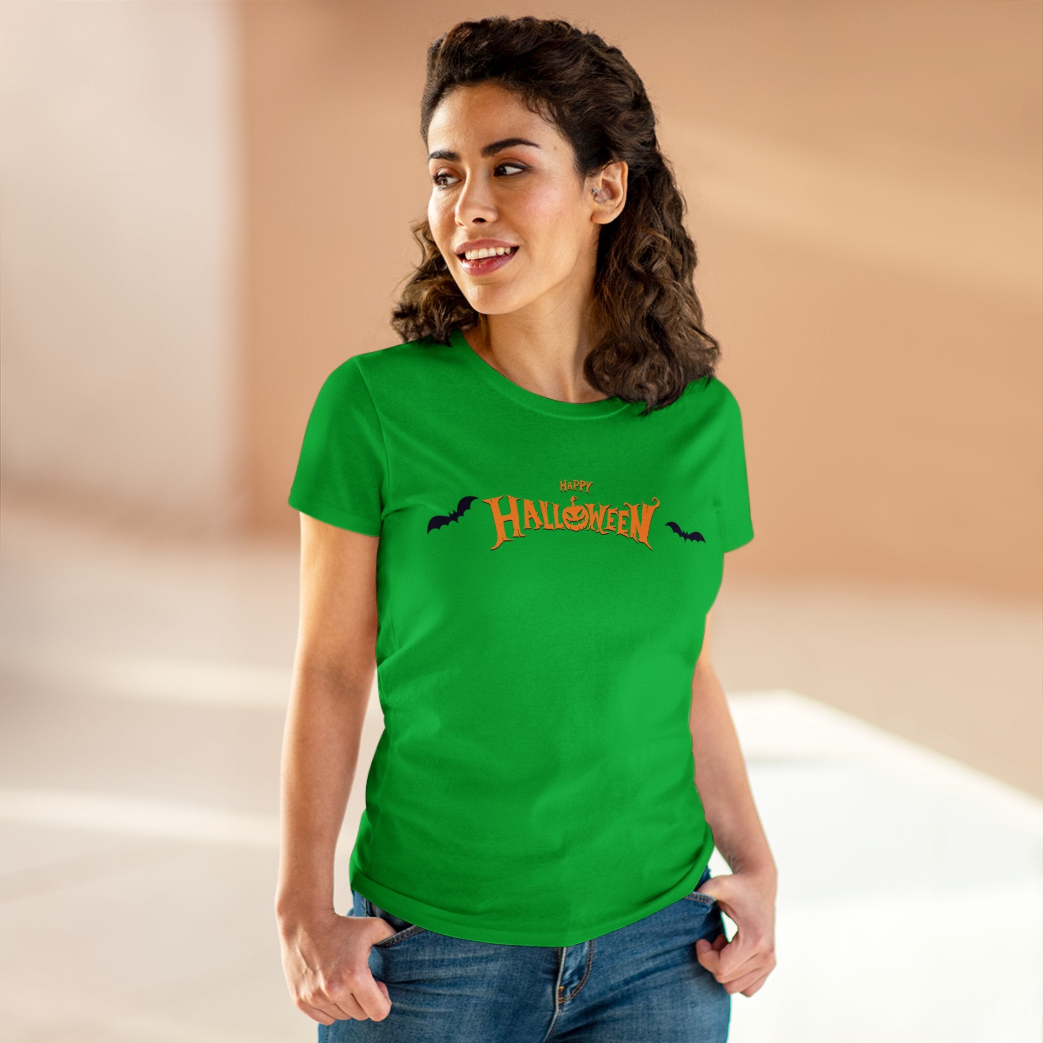 Halloween with Bats | Women's Midweight Cotton Tee