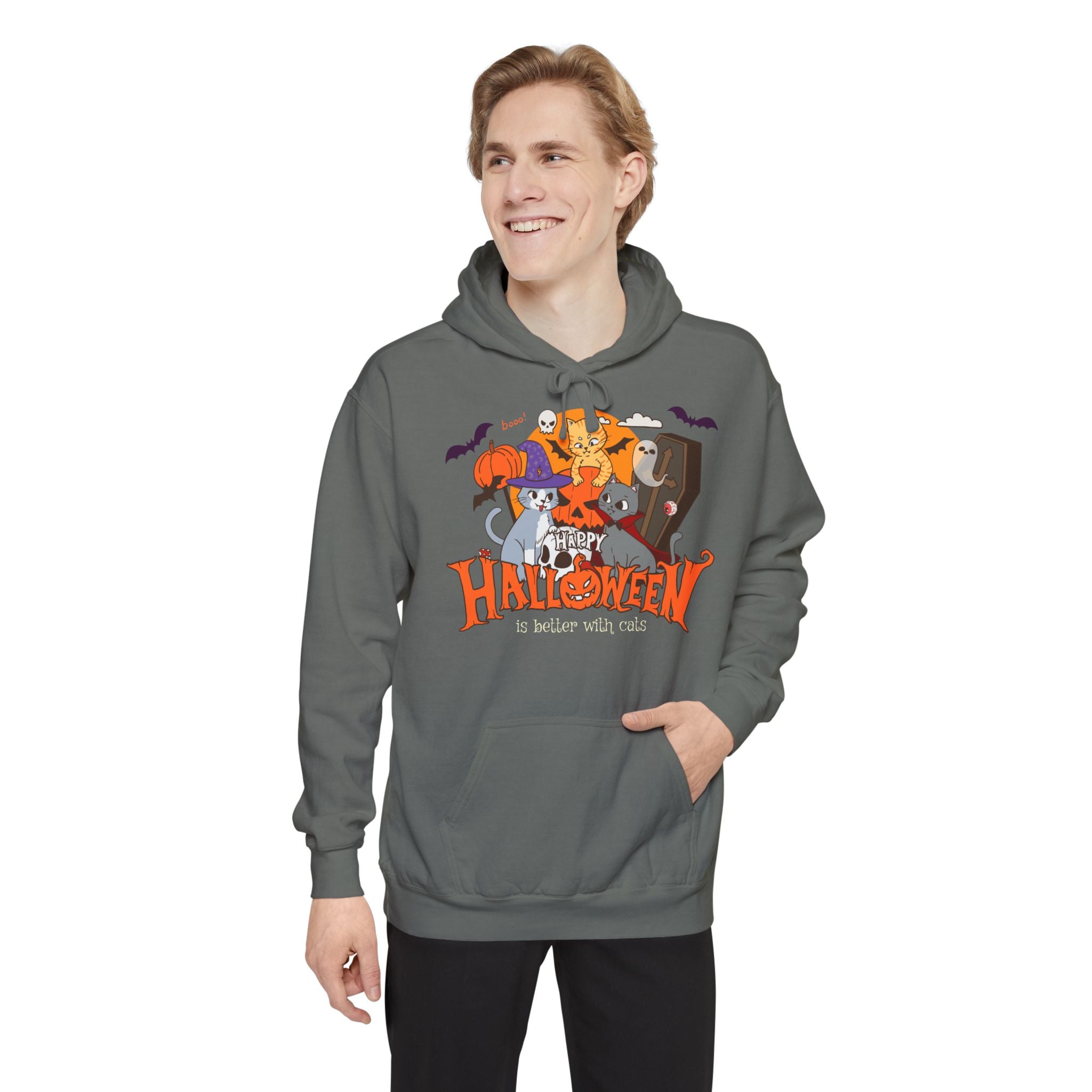 Halloween is Better with Cats | Unisex Garment-Dyed Hoodie