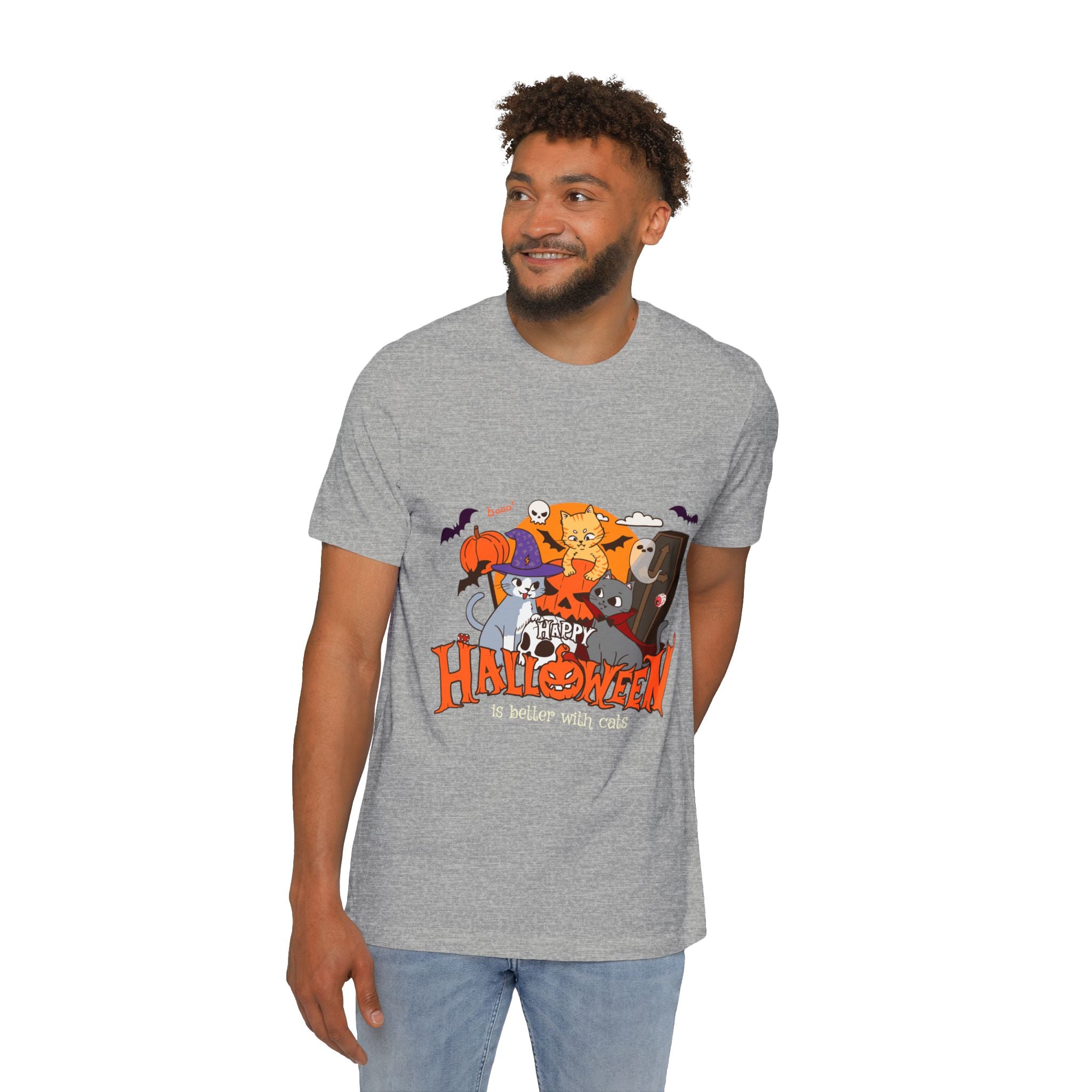 Halloween is Better with Cats | USA-Made Unisex Short-Sleeve Jersey T-Shirt
