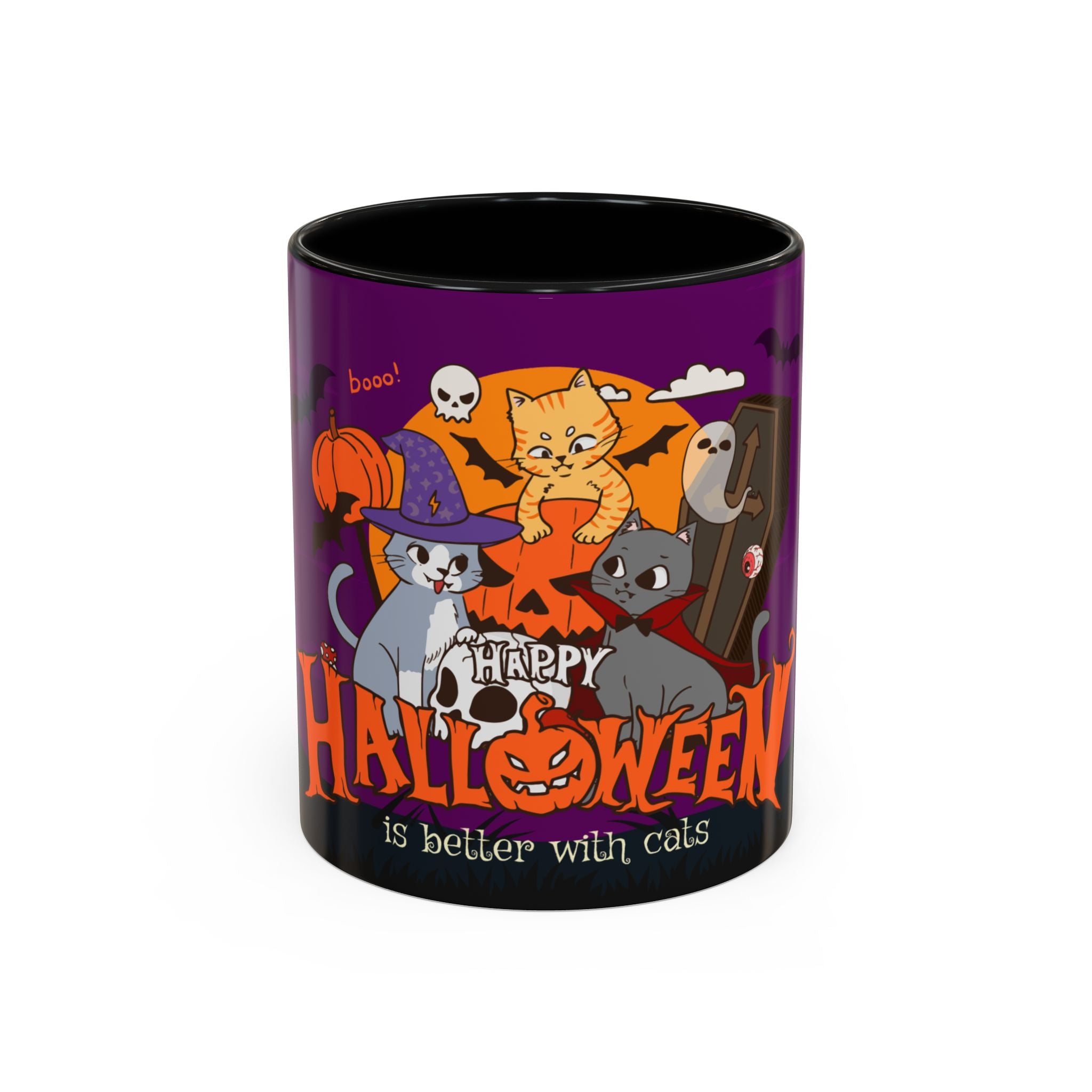 Happpy Halloween is better with Cats | Accent Coffee Mug