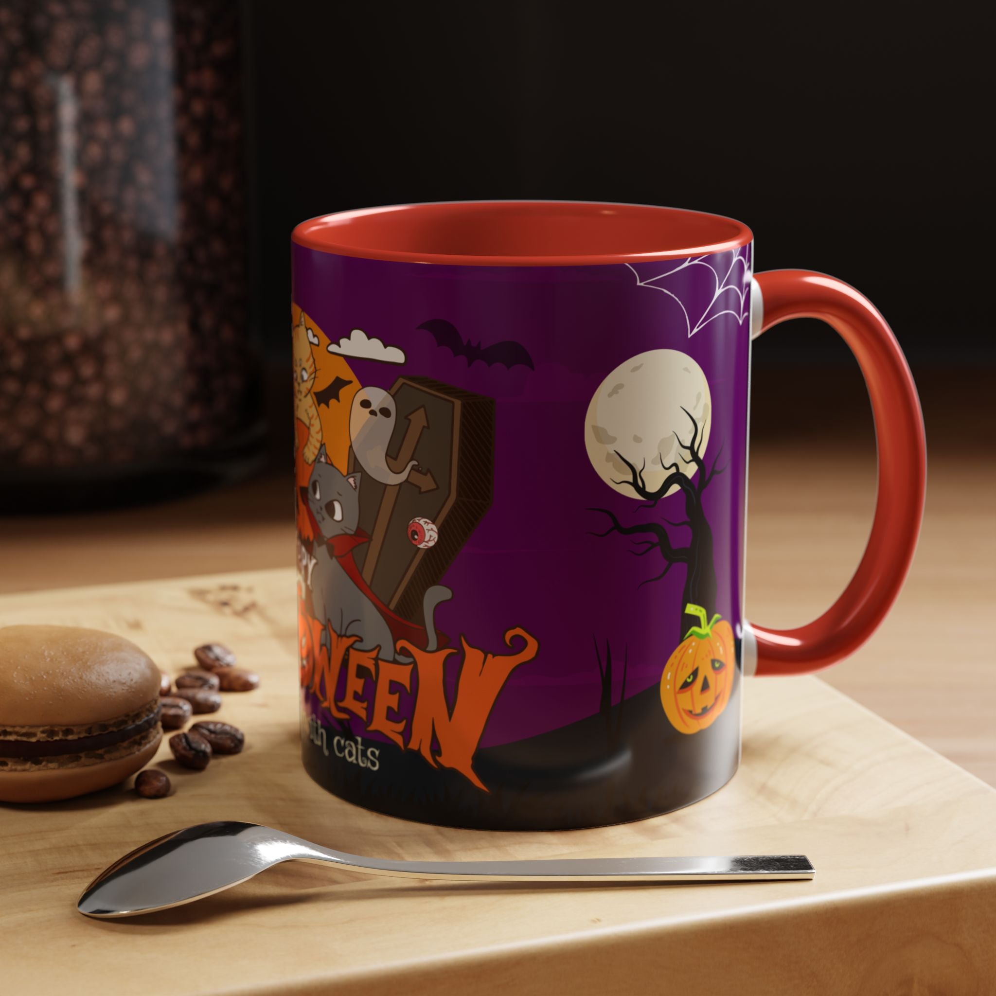 Happpy Halloween is better with Cats | Accent Coffee Mug