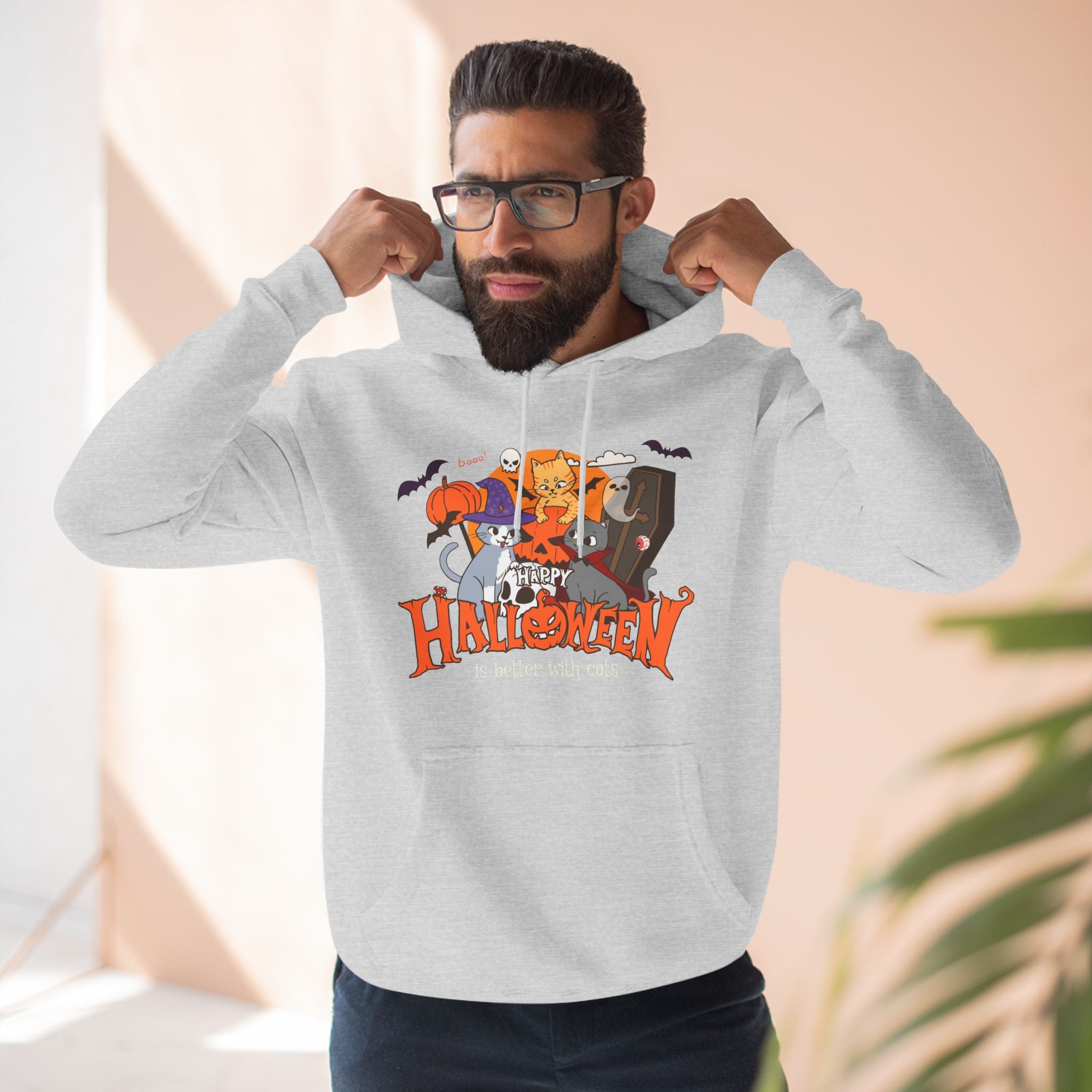 Halloween is Better with Cats | Three-Panel Fleece Hoodie