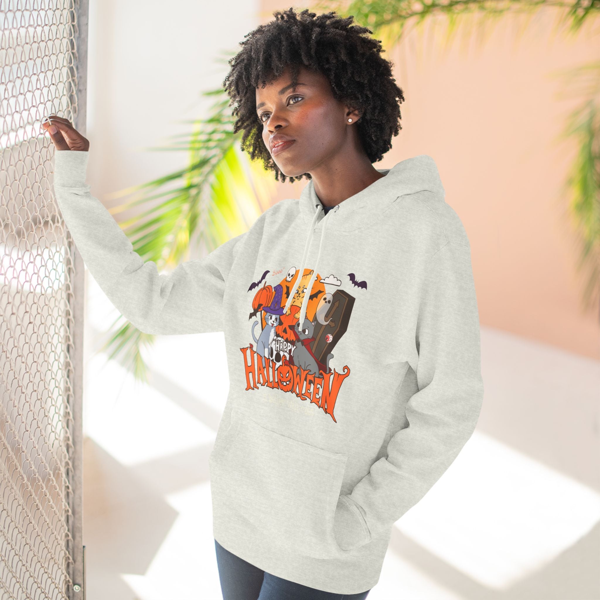 Halloween is Better with Cats | Three-Panel Fleece Hoodie