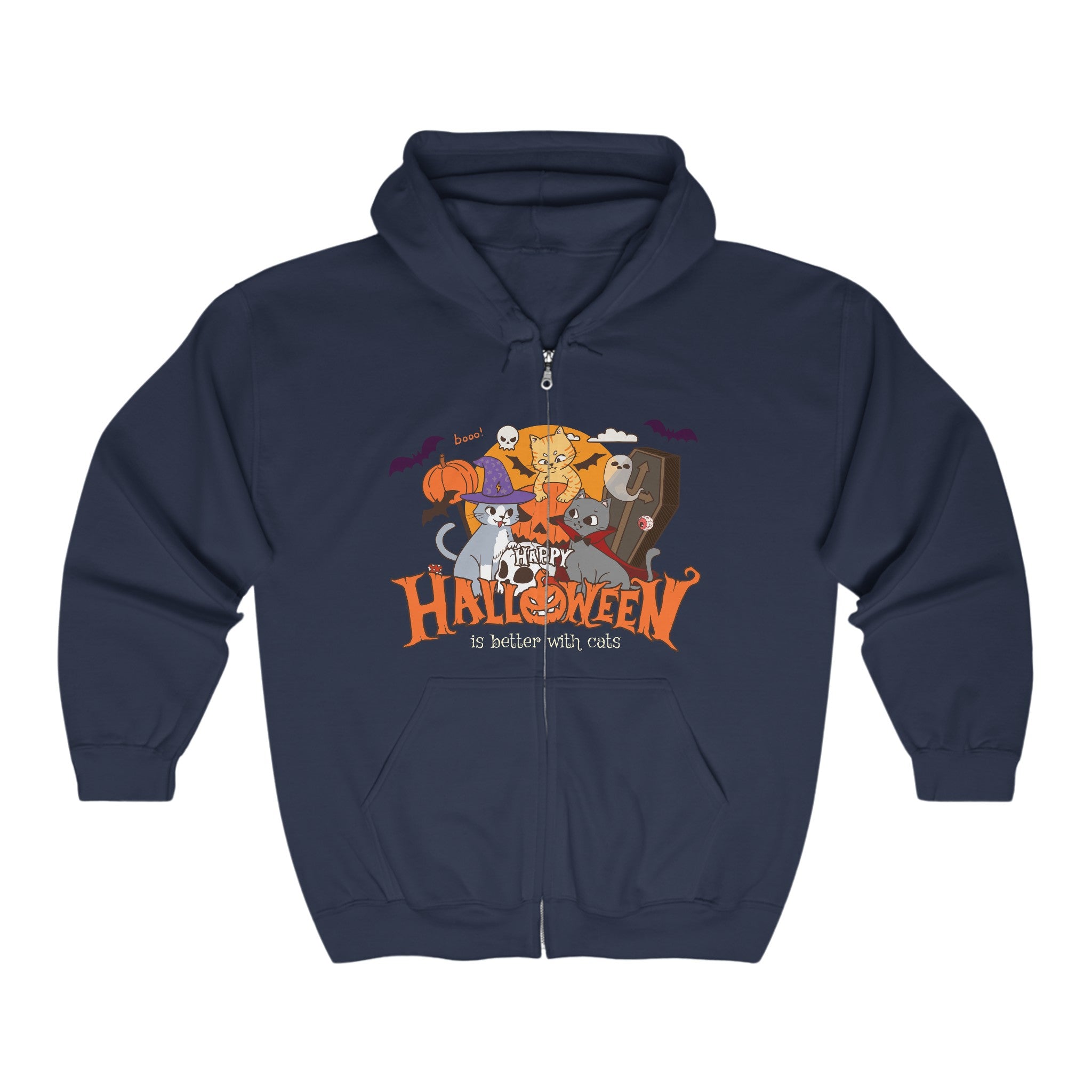 Halloween is Better with Cats | Unisex Heavy Blend Full Zip Hooded Sweatshirt