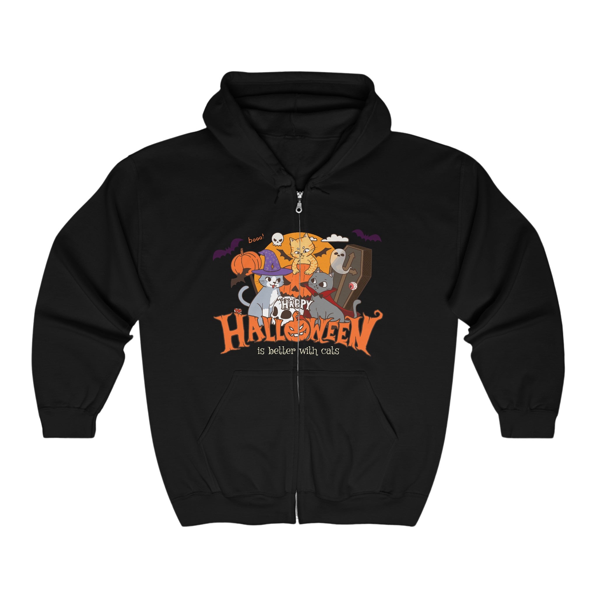 Halloween is Better with Cats | Unisex Heavy Blend Full Zip Hooded Sweatshirt