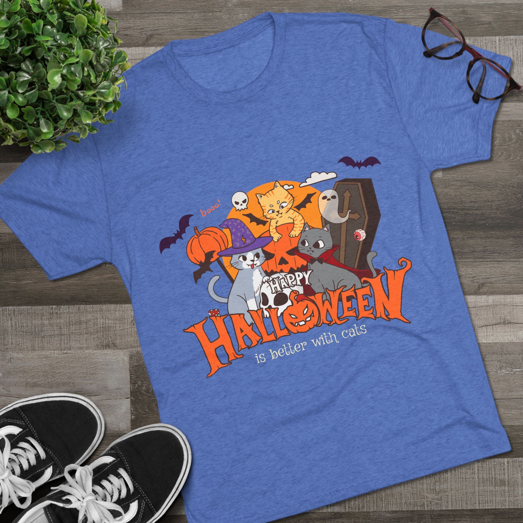 Halloween is Better with Cats | Unisex Tri-Blend Crew Tee