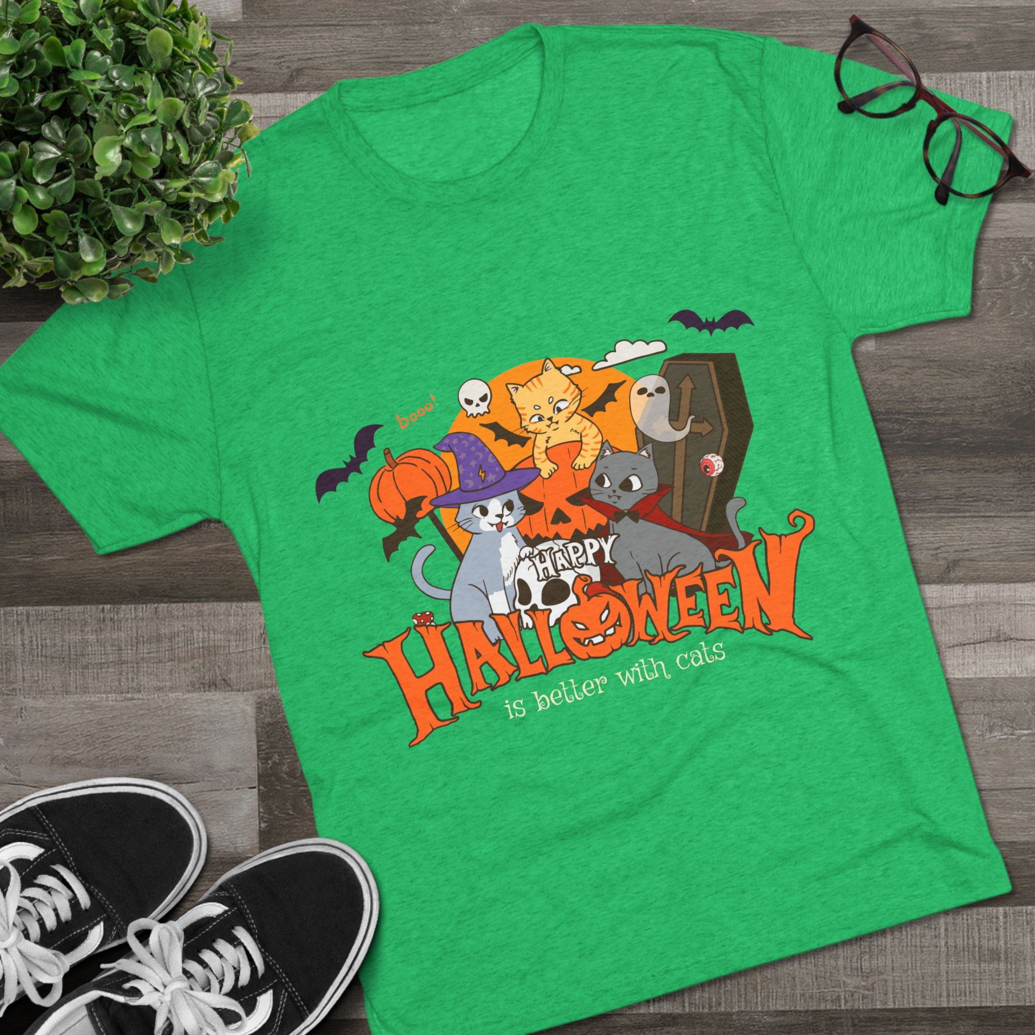 Halloween is Better with Cats | Unisex Tri-Blend Crew Tee