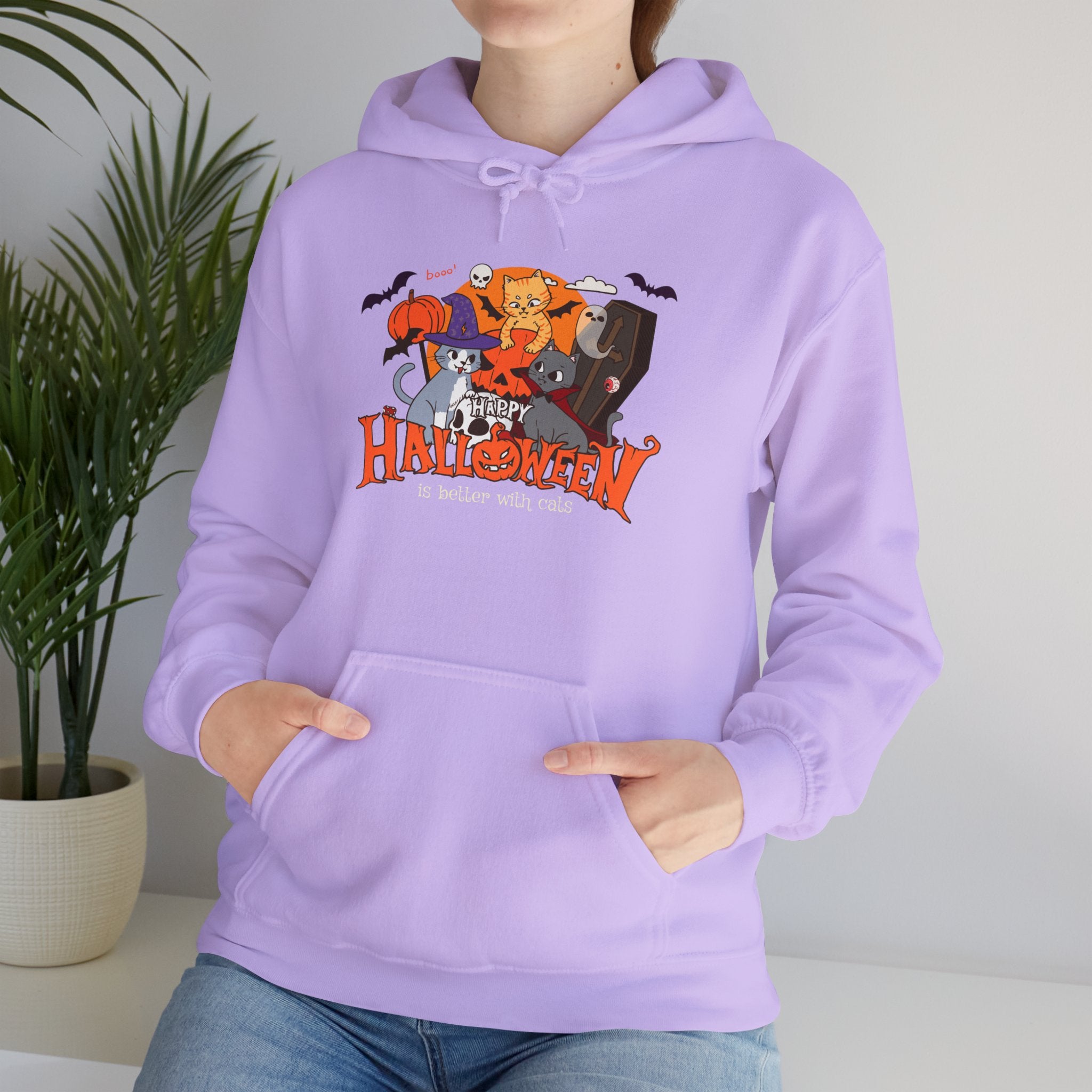 Halloween is Better with Cats | Unisex Heavy Blend Hooded Sweatshirt