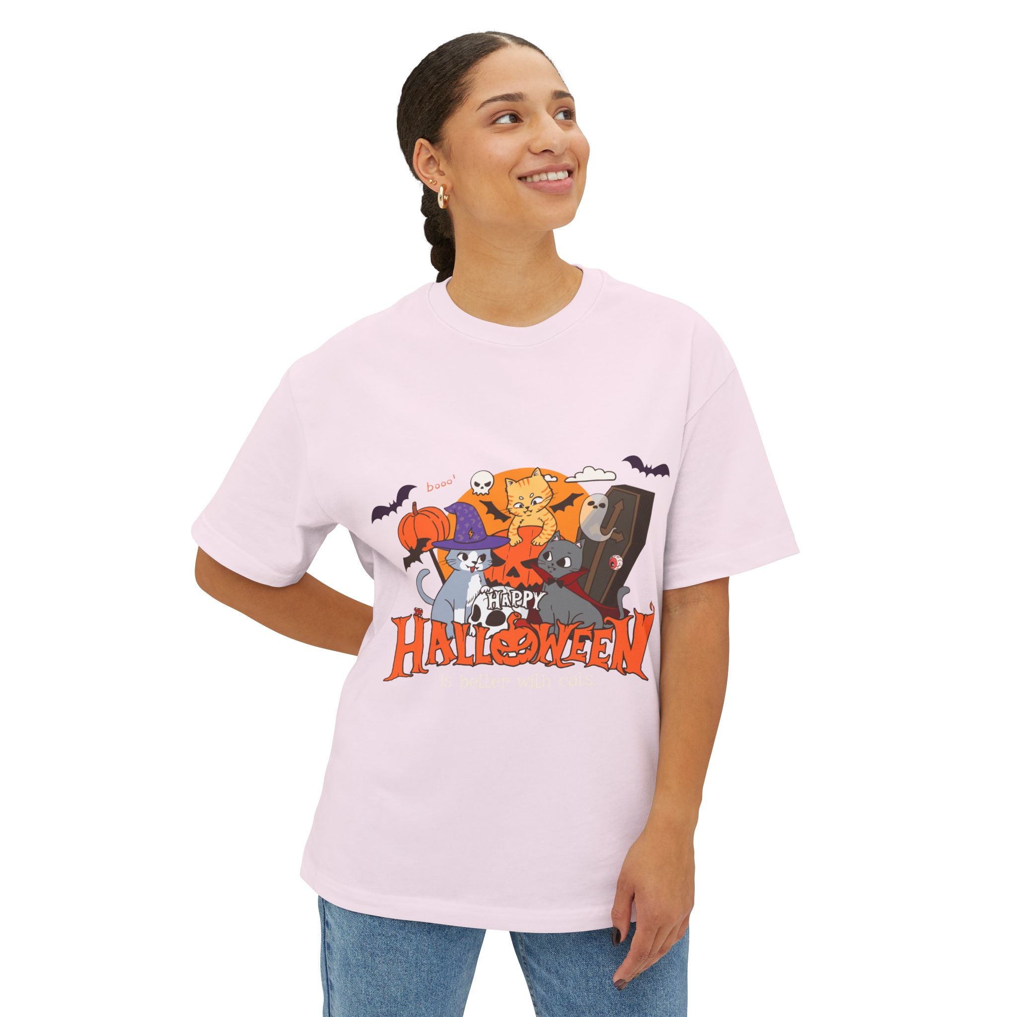 Halloween is Better with Cats | Unisex Oversized Boxy Tee