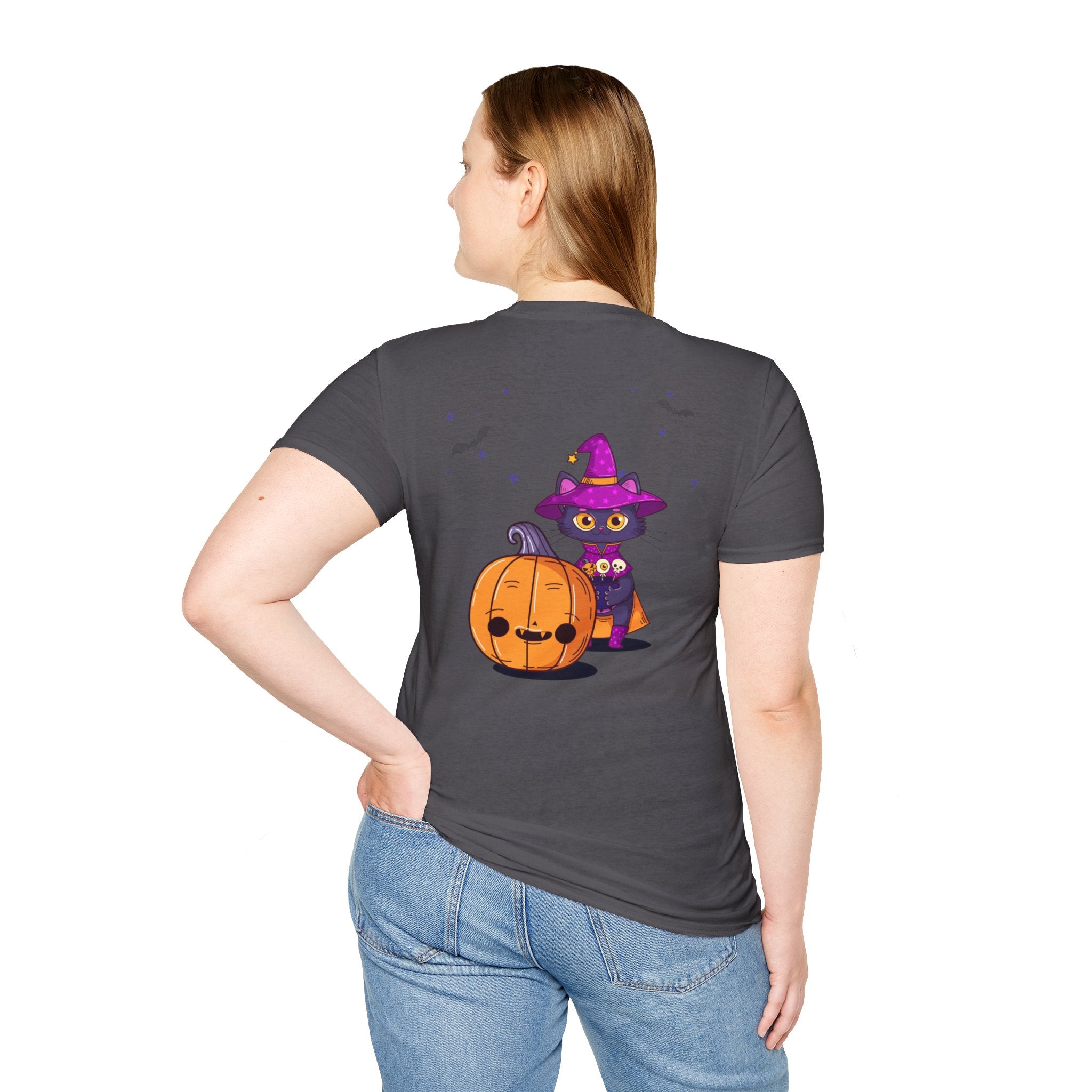 Halloween with Witch's Cats | Unisex Softstyle T-Shirt