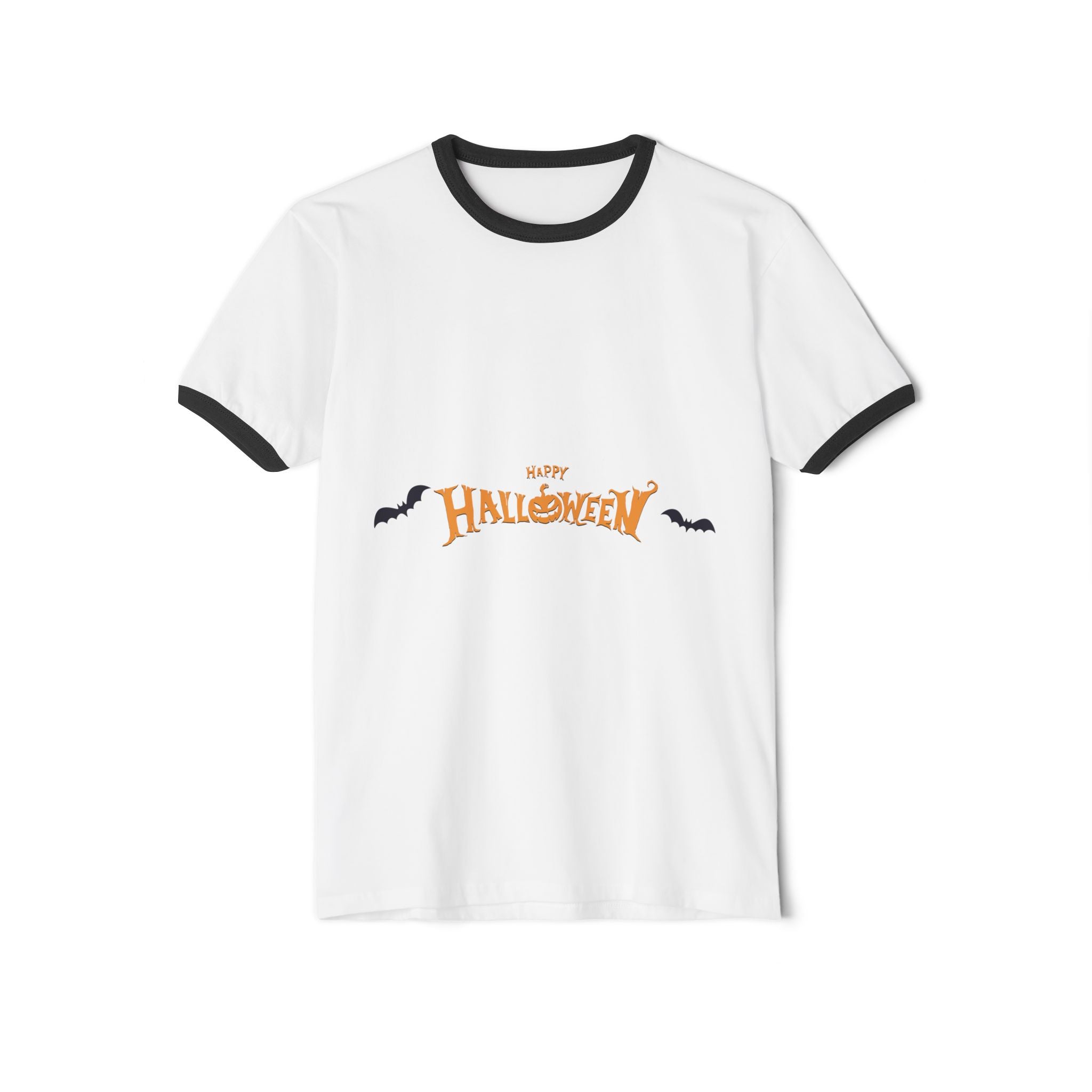 Halloween with Bats | Unisex Cotton Ringer T-Shirt