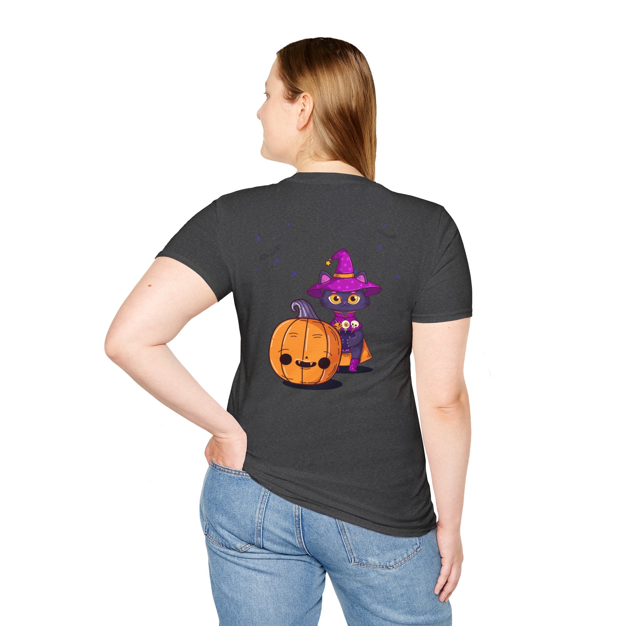 Halloween with Witch's Cats | Unisex Softstyle T-Shirt