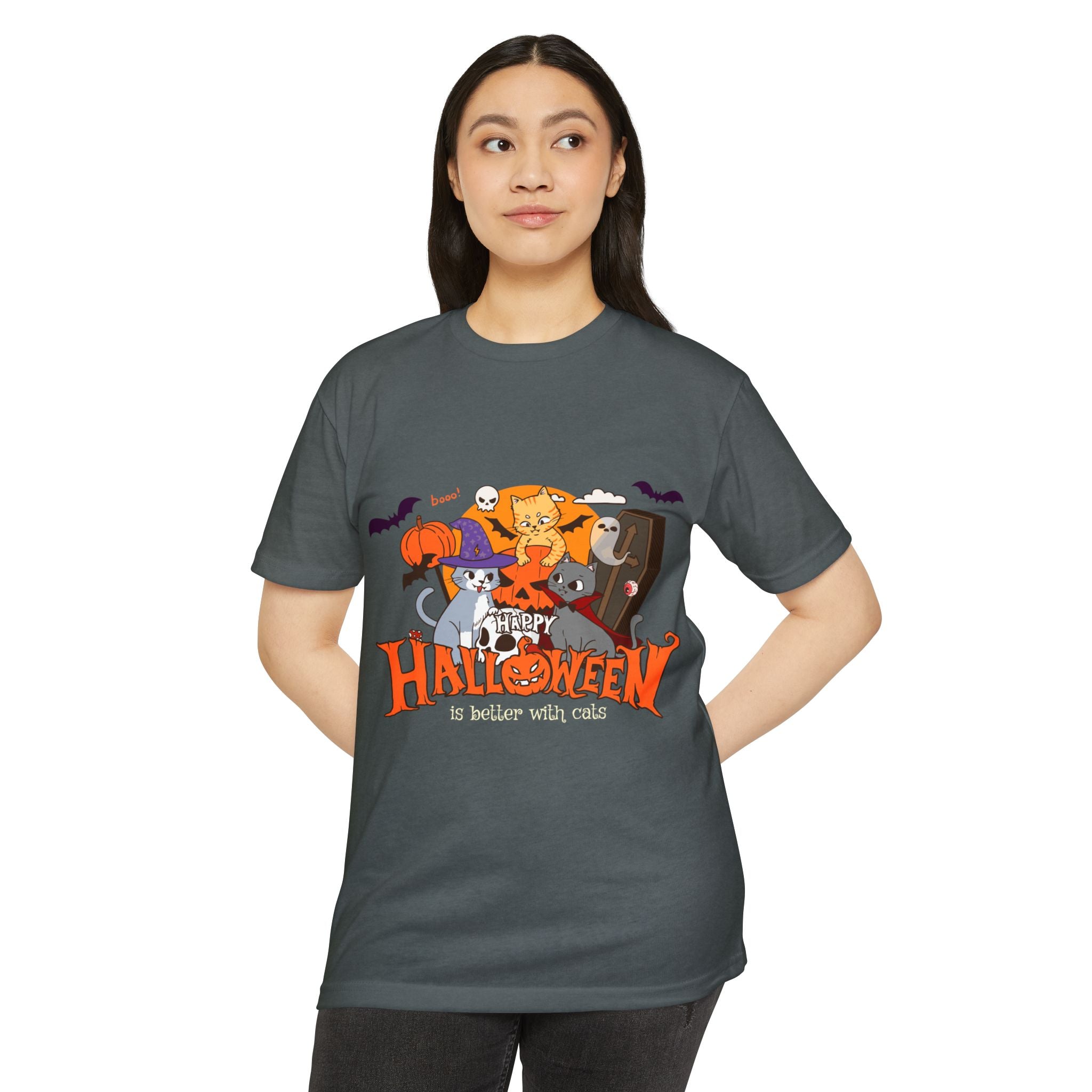 Halloween is Better with Cats | Unisex CVC Jersey T-shirt