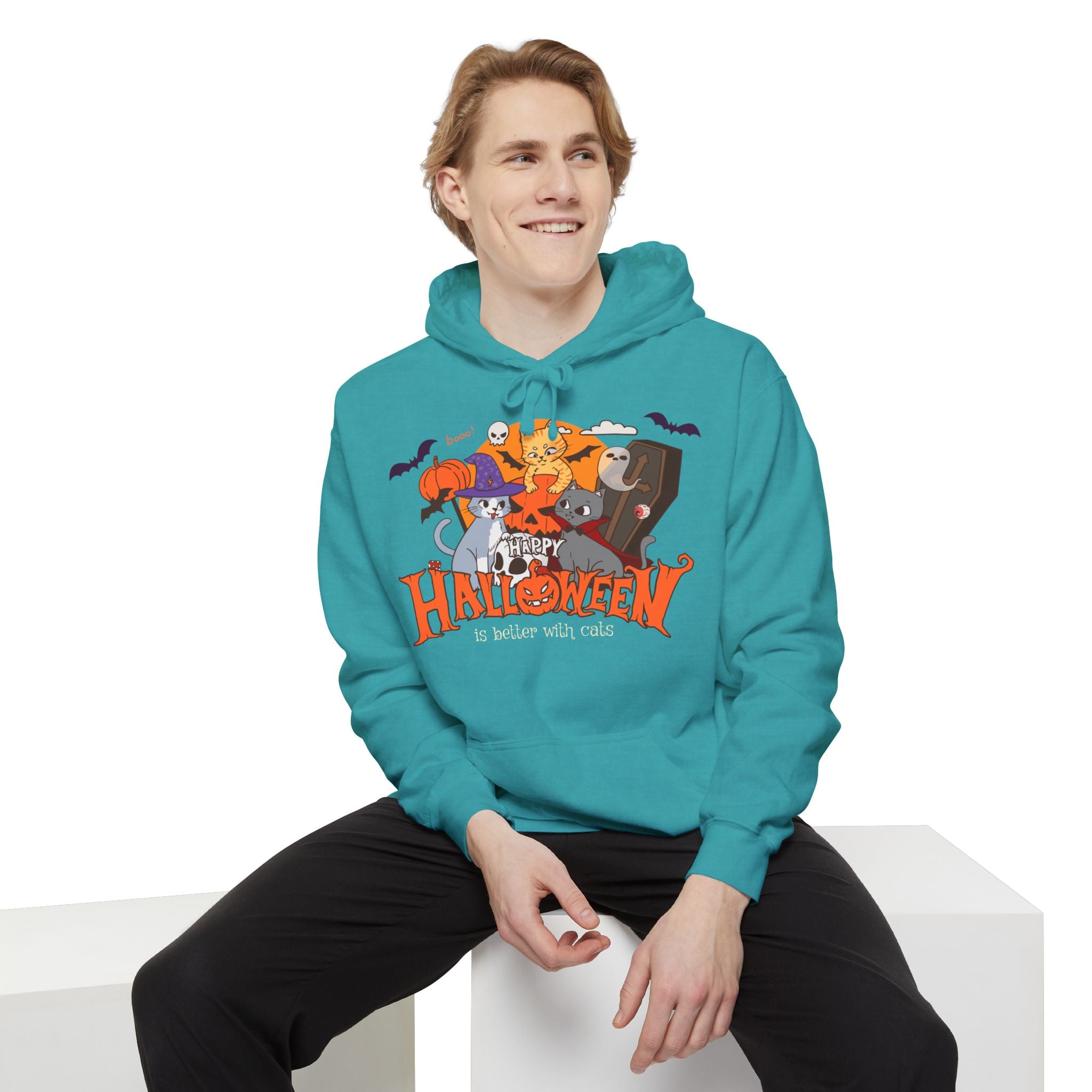 Halloween is Better with Cats | Unisex Garment-Dyed Hoodie