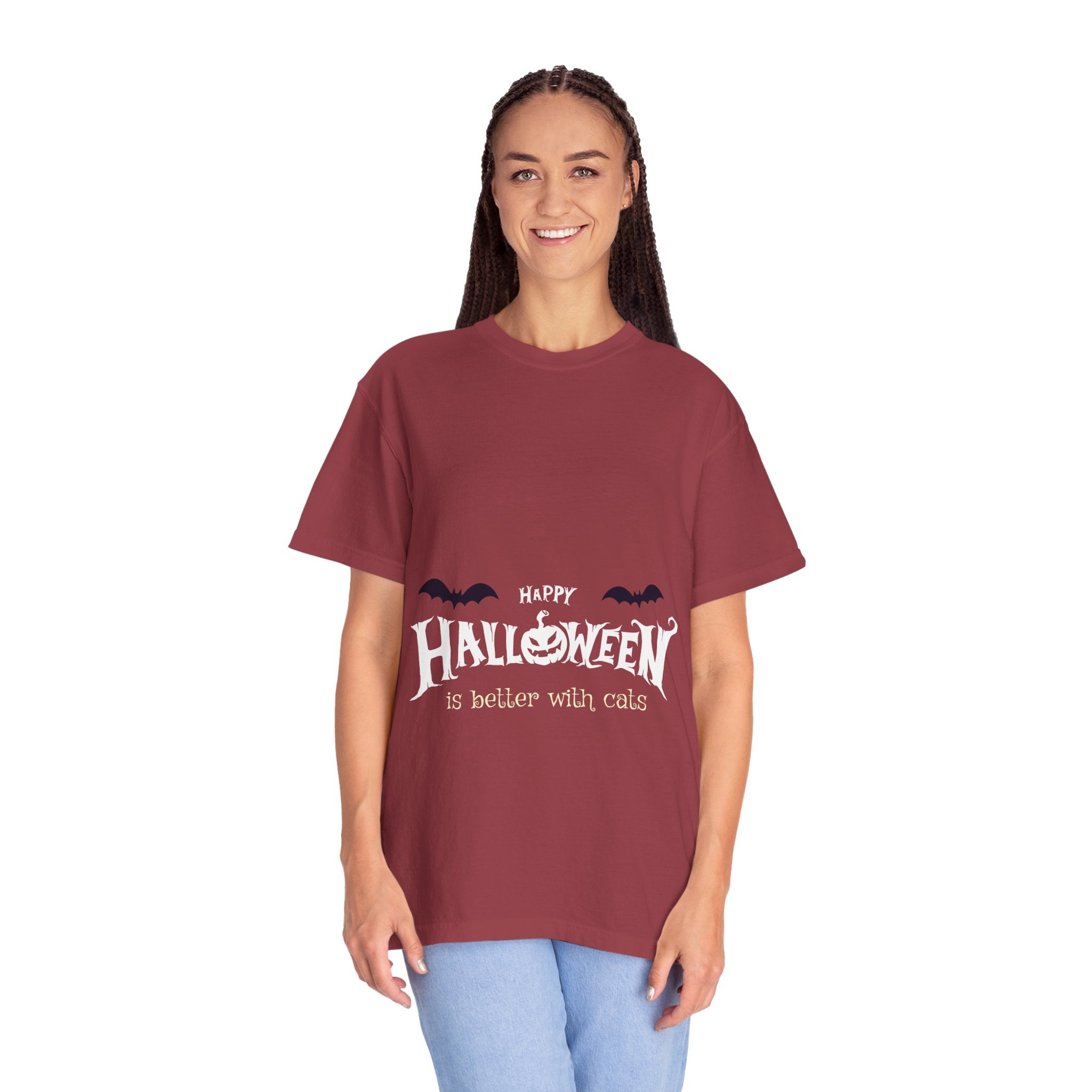 Halloween with Witch's Cats | Unisex Garment-Dyed T-shirt