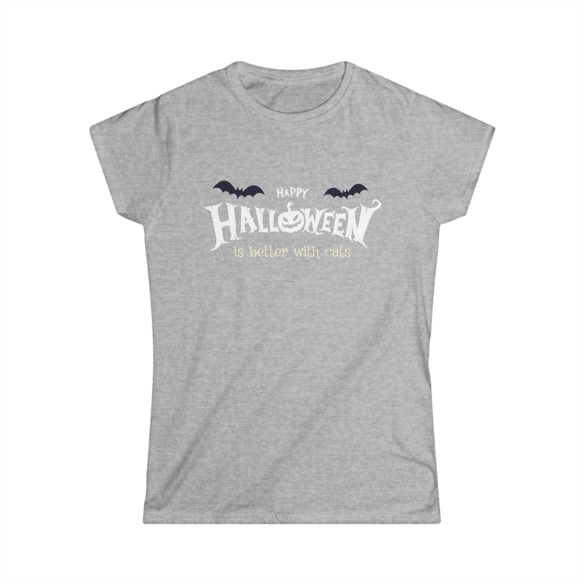 Halloween with Witch's Cats | Women's Softstyle Tee